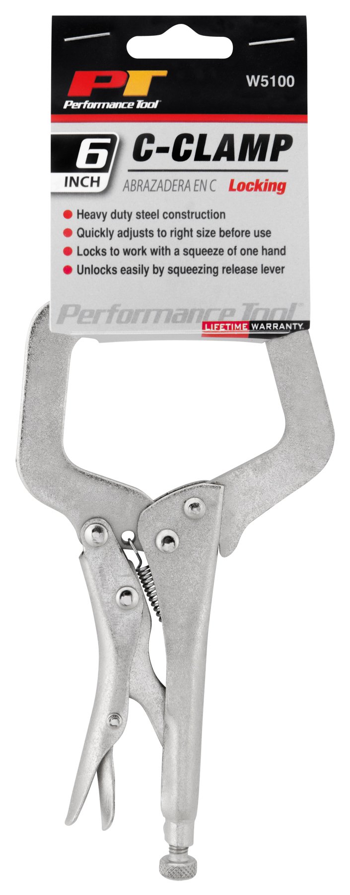 Performance Tool W5100 6-Inch Locking C-Clamp Pliers - Heavy Duty Clamping Tool for Woodworking, Metalworking, and DIY Projects - Perfect for Welding, Carpentry, and Home Repairs