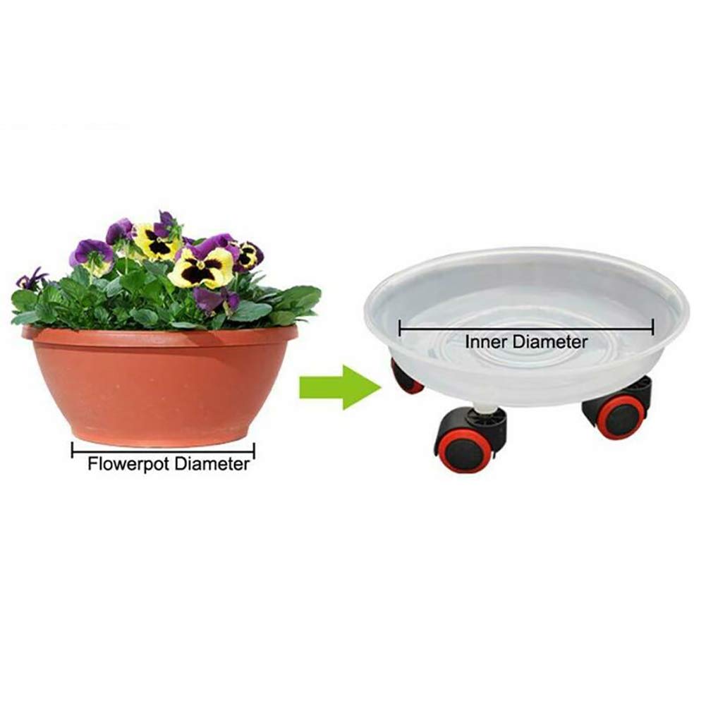 White Resin Plant Flower Pot Tray Stand - 26 x 20 CM Round Garden Plate Base Holder with Removable Wheel | Perfect for Indoor/Outdoor Plants, Balcony Decor & Gardening Accessories