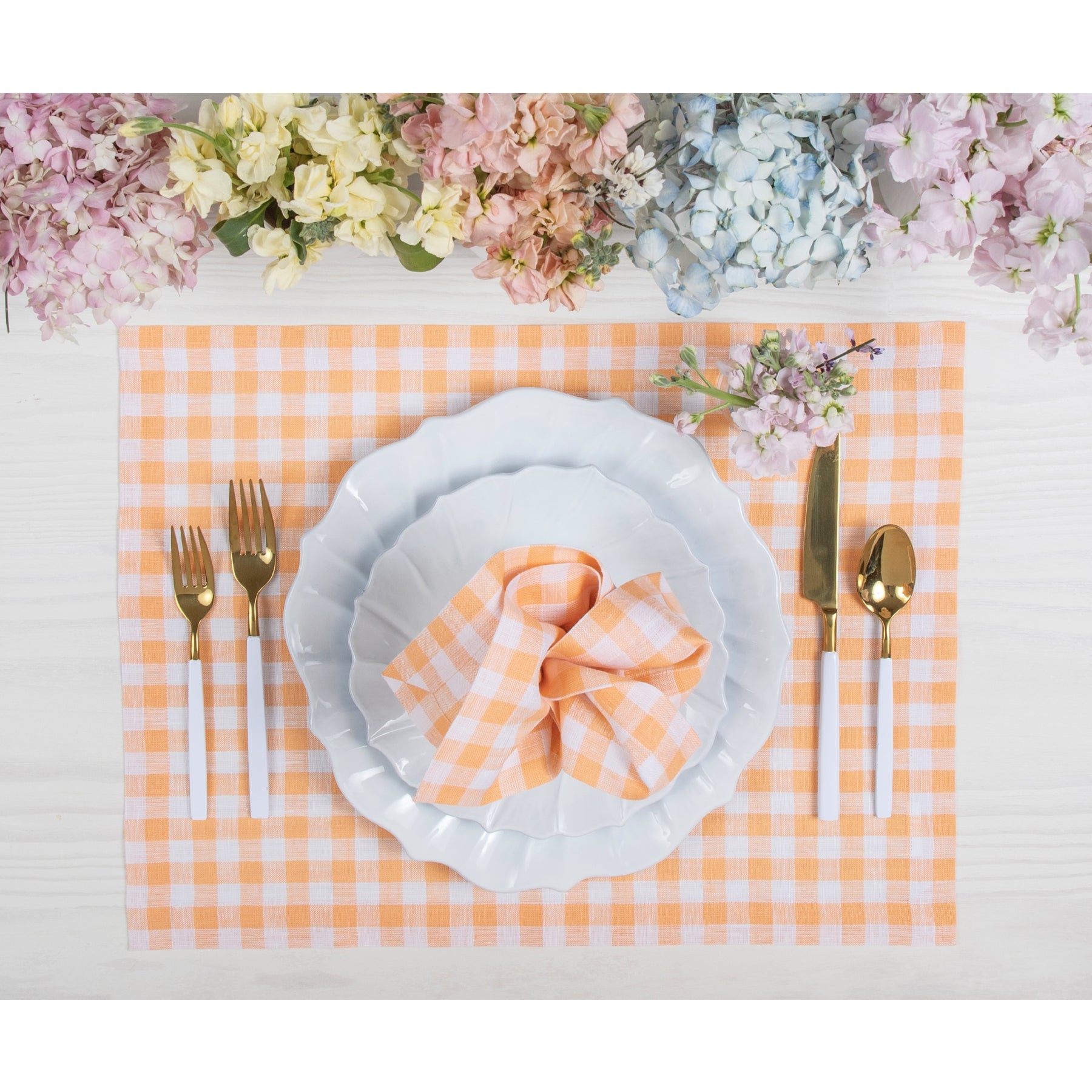 Stylish Gingham Placemats Set of 4 - Cotton Table Mats for Dining Room Decor, Kitchen Table Setting & Picnic Accessories