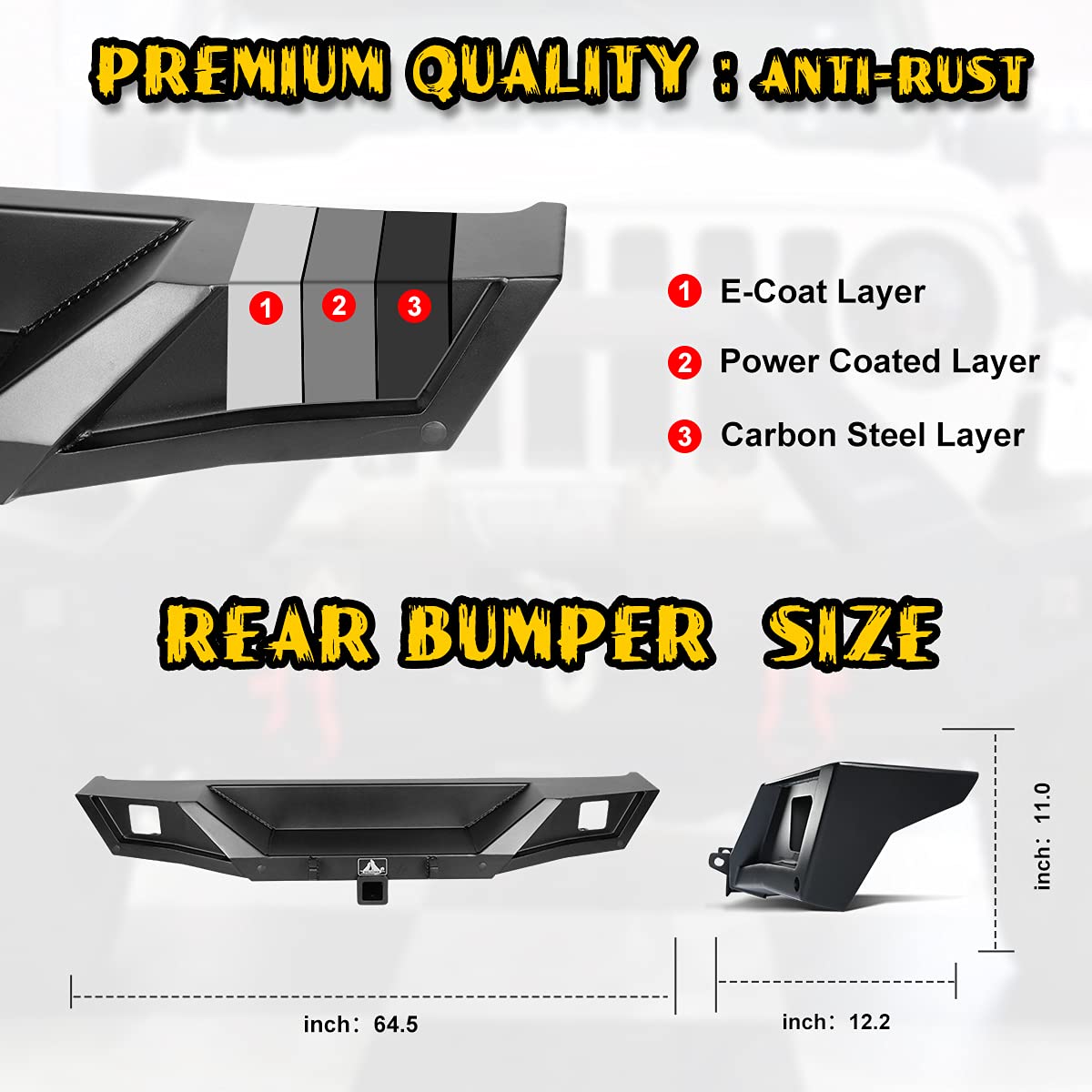 NIXON OFFROAD Rear Bumper Combo for 2018-2025 Jeep Wrangler JL & JLU - 2