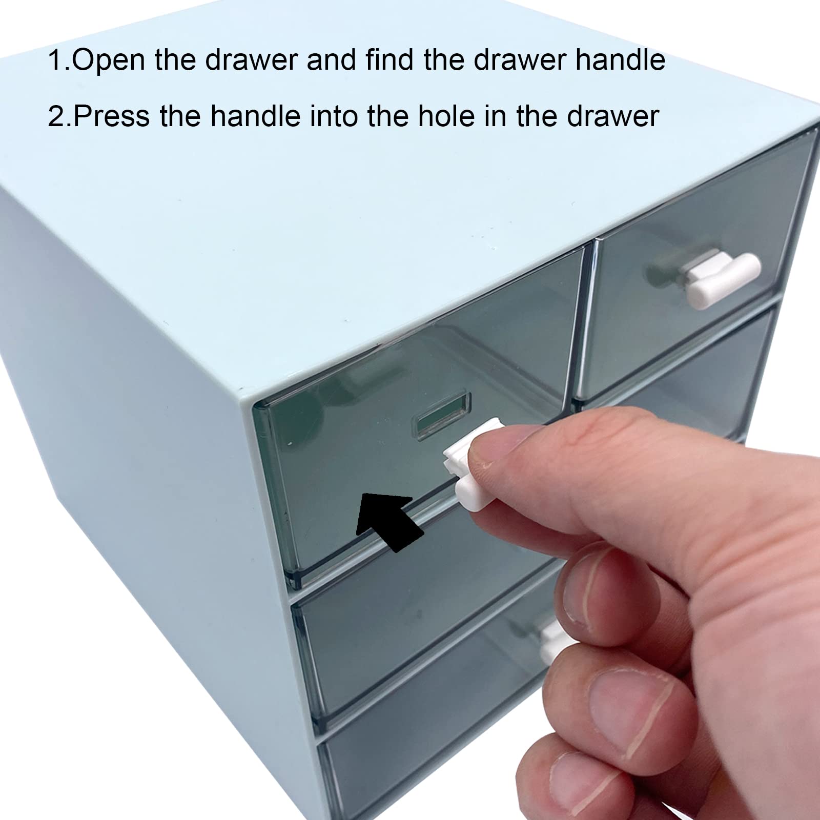 4-Drawer Makeup Organizer & Desk Organizer - Cosmetic Storage Box for Vanity, Bathroom Counter or Dresser - Blue (QBH-4CT-2) - Perfect for Organizing Cosmetics, Jewelry & Small Bathroom Essentials