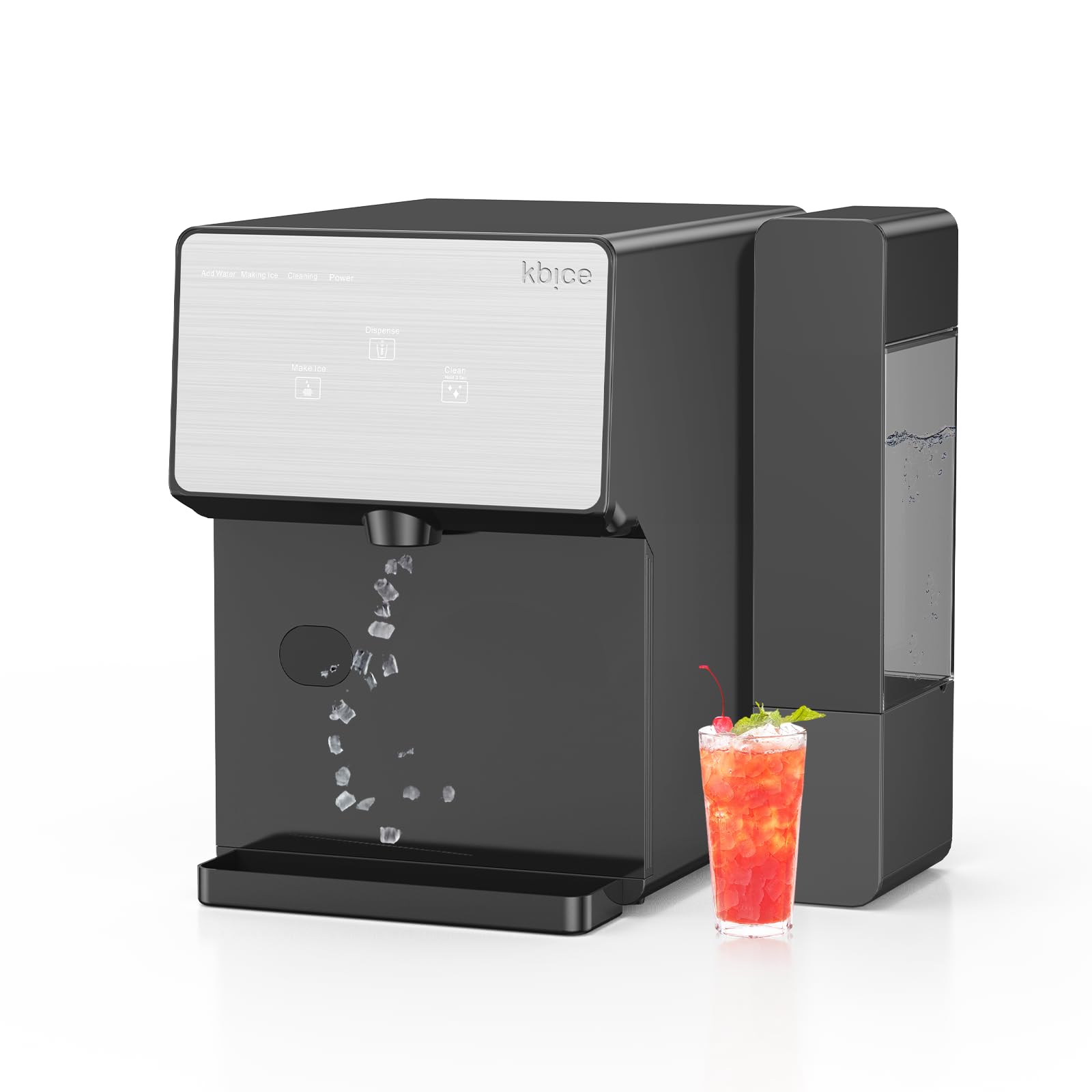 Portable 3.0 Countertop Nugget Ice Maker - 32lbs/24Hrs Soft Chewable Ice, LED Touch Panel & Self-Cleaning Function with Automatic Dispensing - Perfect for Home, Office, RV, and Outdoor Parties