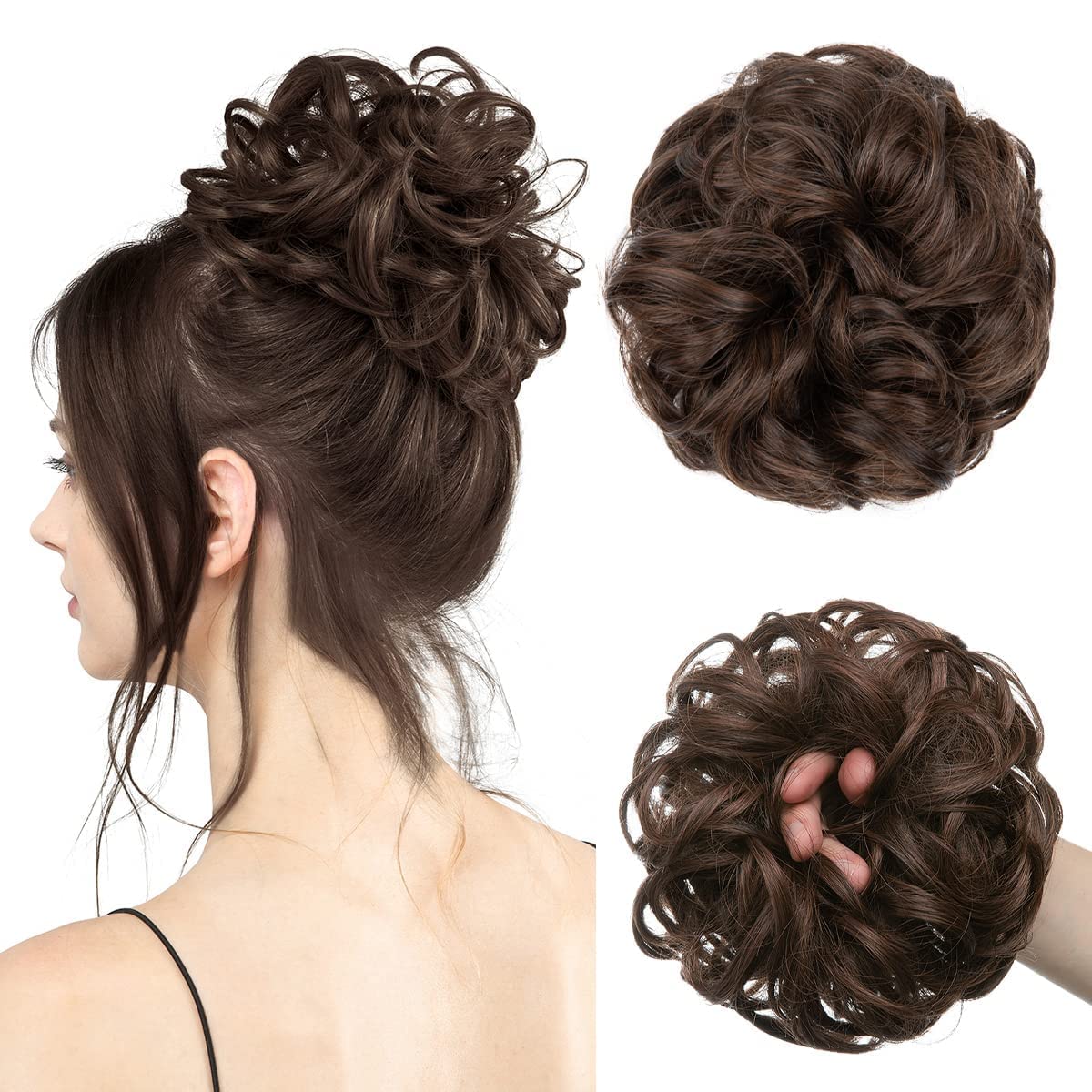 Xfilm Hair Buns for Women - Thick Hair Extension Bun, Messy Wavy Ponytail Hairpiece (1 Piece, Brown) | Perfect for Everyday Wear, Parties & Special Occasions