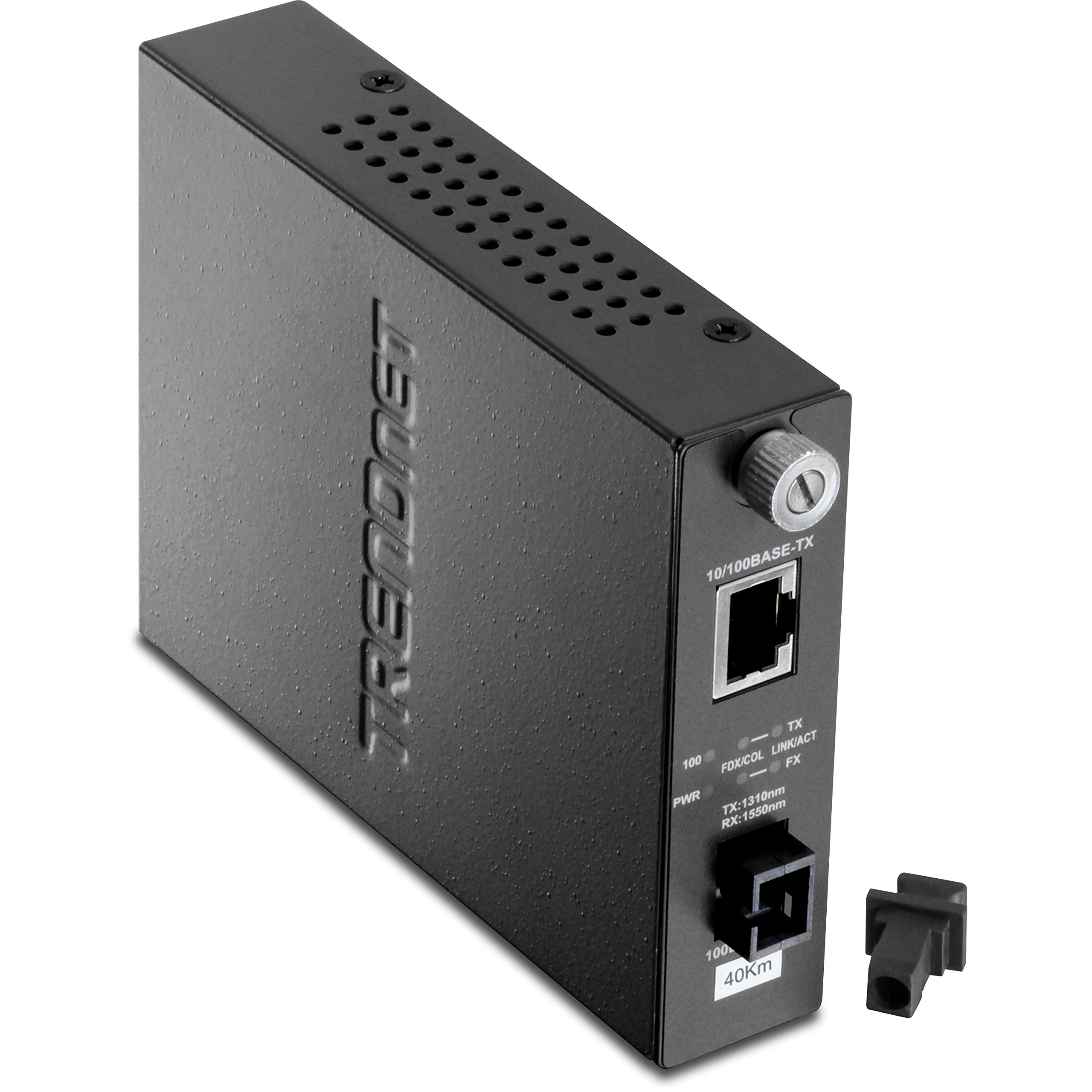 TRENDnet 100Base-TX to 100Base-FX Fiber Media Converter - Single Mode SC, 40km (24.9 Miles) Range, RJ-45 Ethernet Port, Dual Wavelength, Lifetime Warranty - Ideal for Long-Distance Network Extensions, Data Centers & Office Connectivity (TFC-110S40D3i)