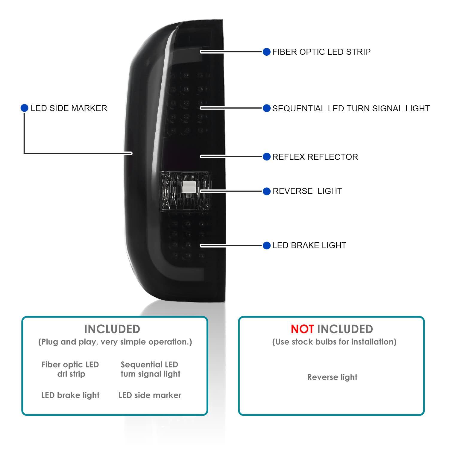 Spec-D Tuning Glossy Black Smoke LED Sequential Tail Lights for 2014-2021 Toyota Tundra - Left & Right Pair Assembly - Upgrade Your Truck's Style & Safety for Night Driving & Off-Road Adventures