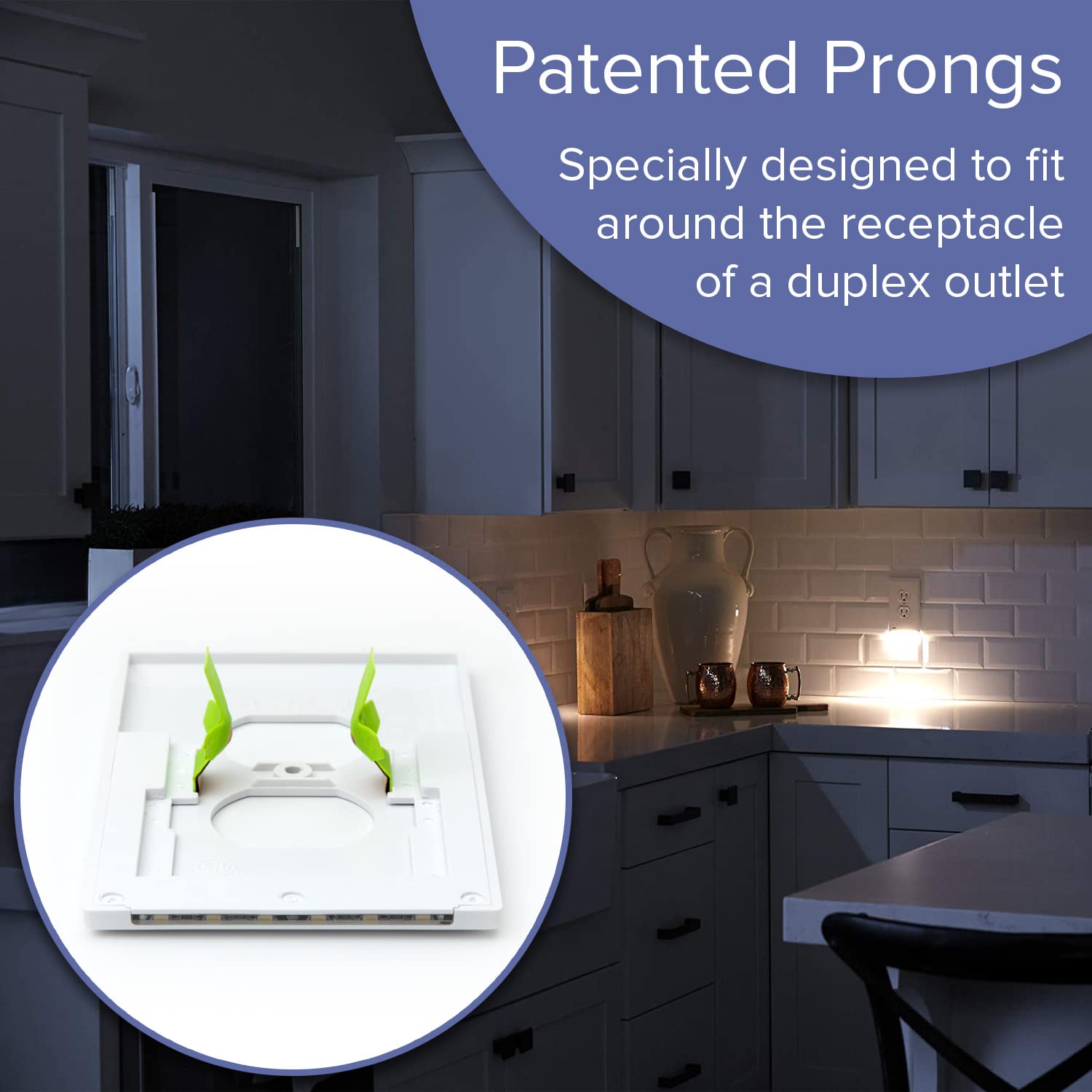 SnapPower 2 Pack GuideLight 2 LED Night Light Wall Plate for Duplex Outlets - Auto On/Off Sensor, Black - Replace Plug-in Night Lights - Perfect for Hallways, Bedrooms & Bathrooms