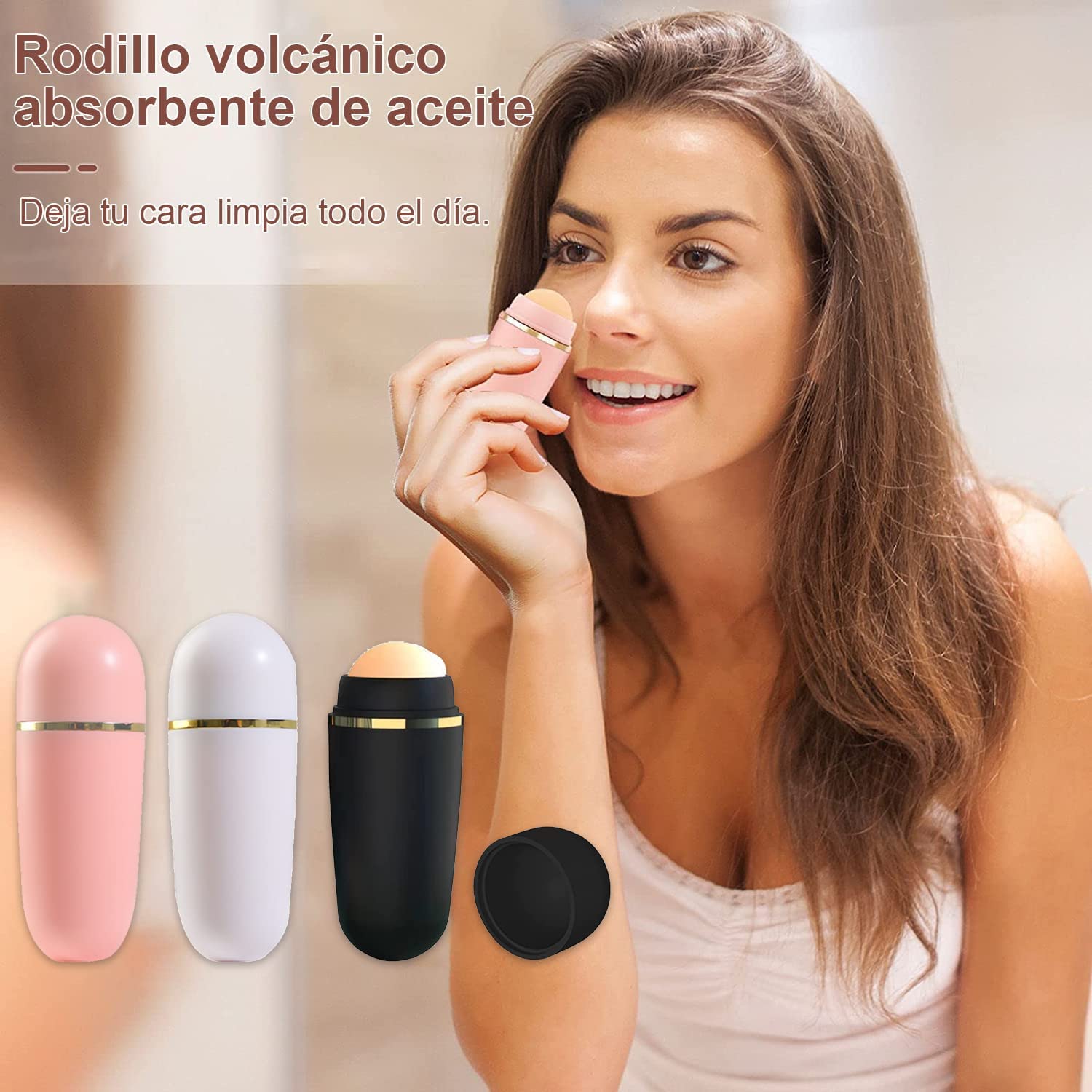 Lucario Volcanic Stone Face Roller - Reusable Oil Absorbing Roller for Oily Skin, Makeup Friendly Skincare Tool | Perfect for On-the-Go Oil Control, Gym, Travel & Touch-Ups