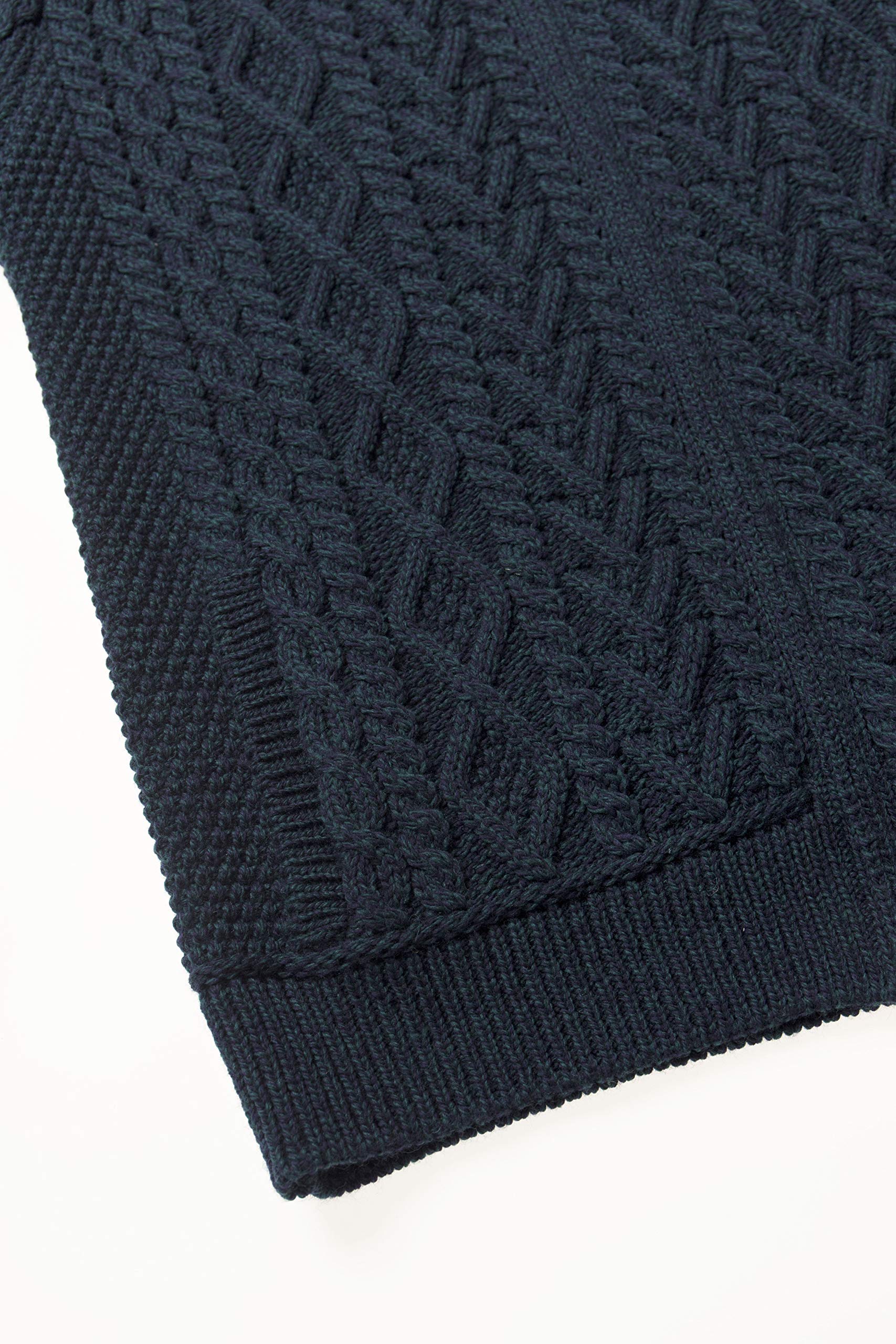Aran Crafts Men's Cable Knit Zipper Cardigan - 100% Merino Wool Sweater for Winter, Warm & Soft Pullover for Casual Wear, Office & Outdoor Activities