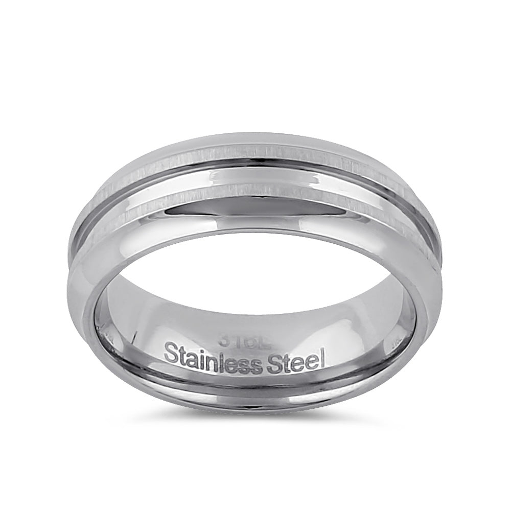 7mm Brushed Stainless Steel Men's Wedding Band Ring - Durable, Hypoallergenic & Comfort Fit for Everyday Wear, Anniversary & Special Occasions