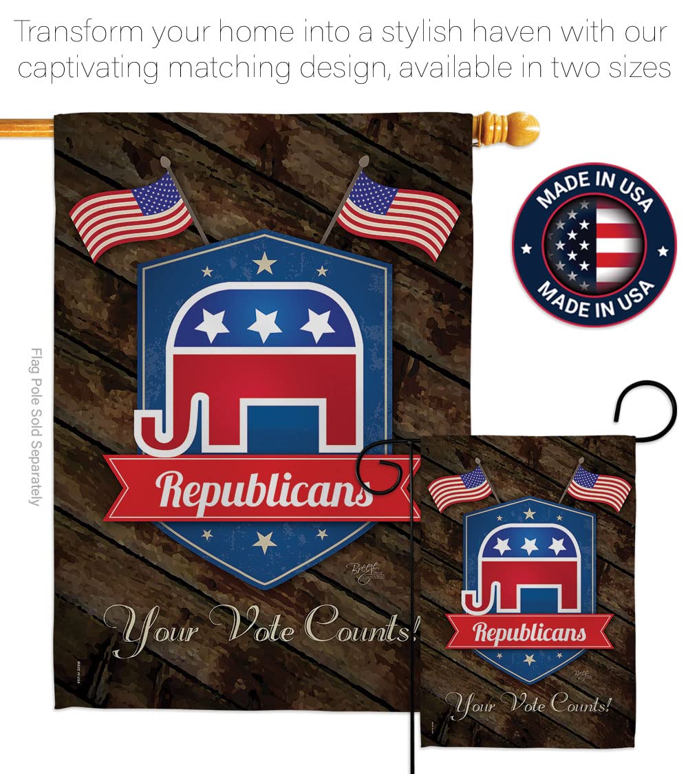 Breeze Decor Republicans Americana Patriotic Vertical House Flag 28x40 Inches - Printed in USA - Perfect for Front Yard, Porch & Patriotic Holidays