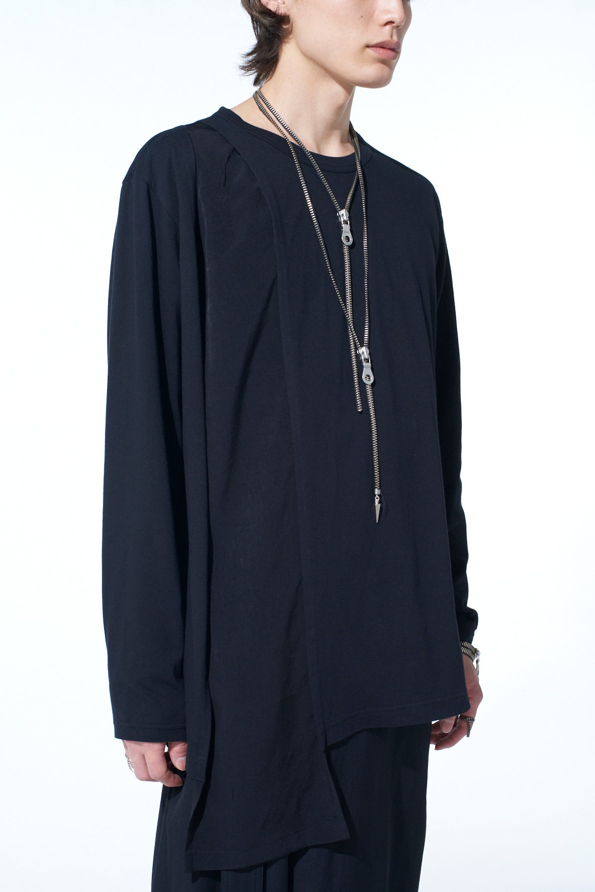 Stylish Cotton Jersey & Crepe de Chine Asymmetrical Long Sleeve T-Shirt - Perfect for Casual Wear, Office Outfits & Evening Events