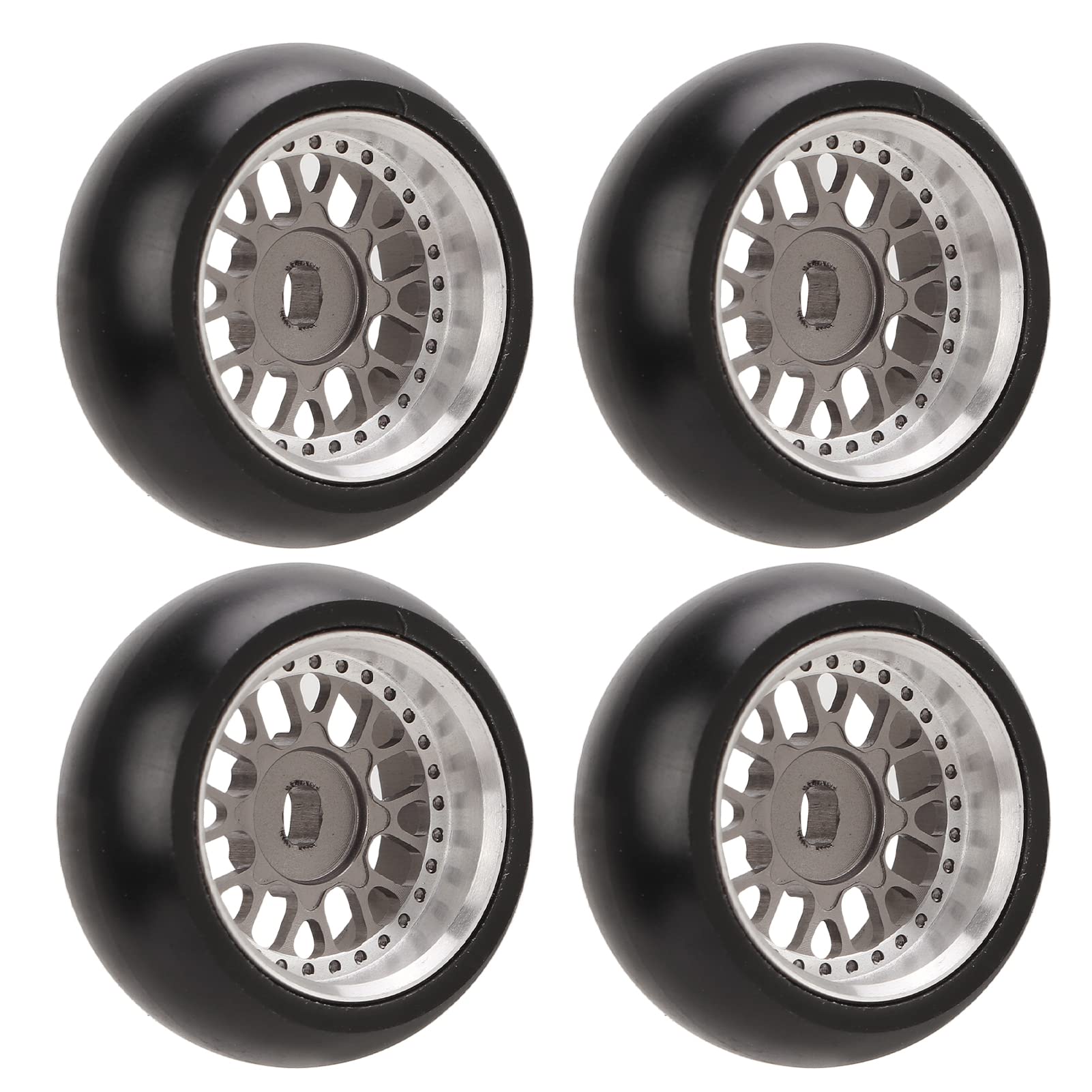 1/28 Scale RC Car Tires - High-Performance Flexible Drift Tires with Superior Cushioning for Rough Terrain (Titanium Color) - Perfect for RC Drifting, Off-Road Racing & Scale Model Car Enthusiasts