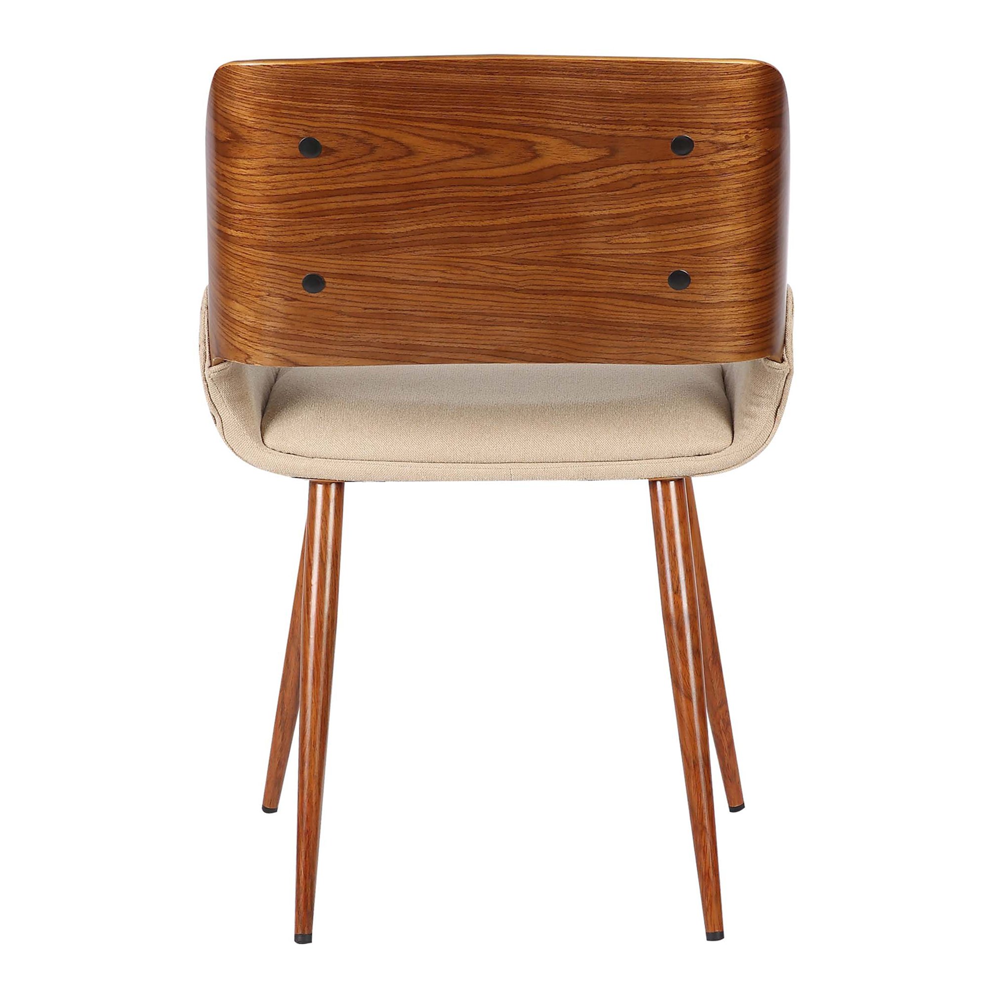 Armen Living Panda Mid Century Modern Dining Chair - Brown Fabric Upholstery & Walnut Wood Finish - Perfect for Kitchen, Home Office, Desk, and Vanity Areas