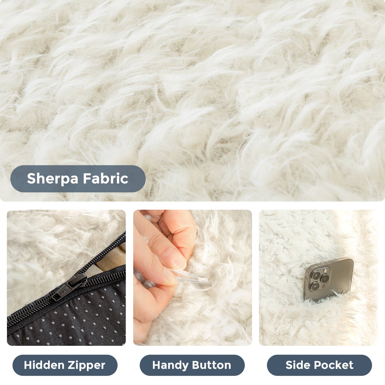 MAXYOYO Fluffy Comfy Large Bean Bag Chair with Pillow - Oversized Memory Foam Lounger for Adults & Teens - Perfect for Reading, Gaming, Movie Nights & Bedroom Relaxation - Beige