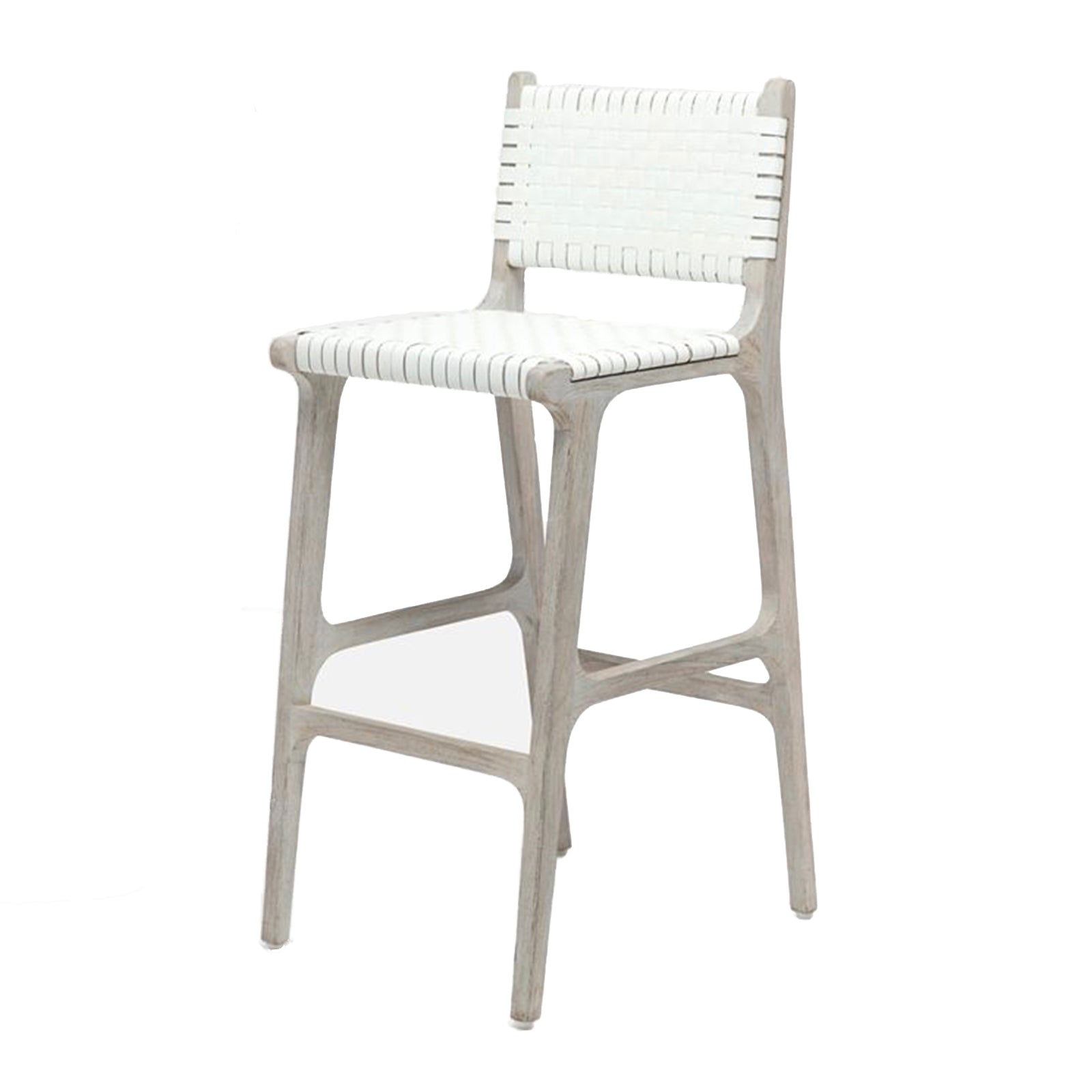 White Woven Counter Stool - Modern Kitchen Bar Stools for Dining Room, Breakfast Nook & Home Decor - Comfortable & Stylish Seating Solution
