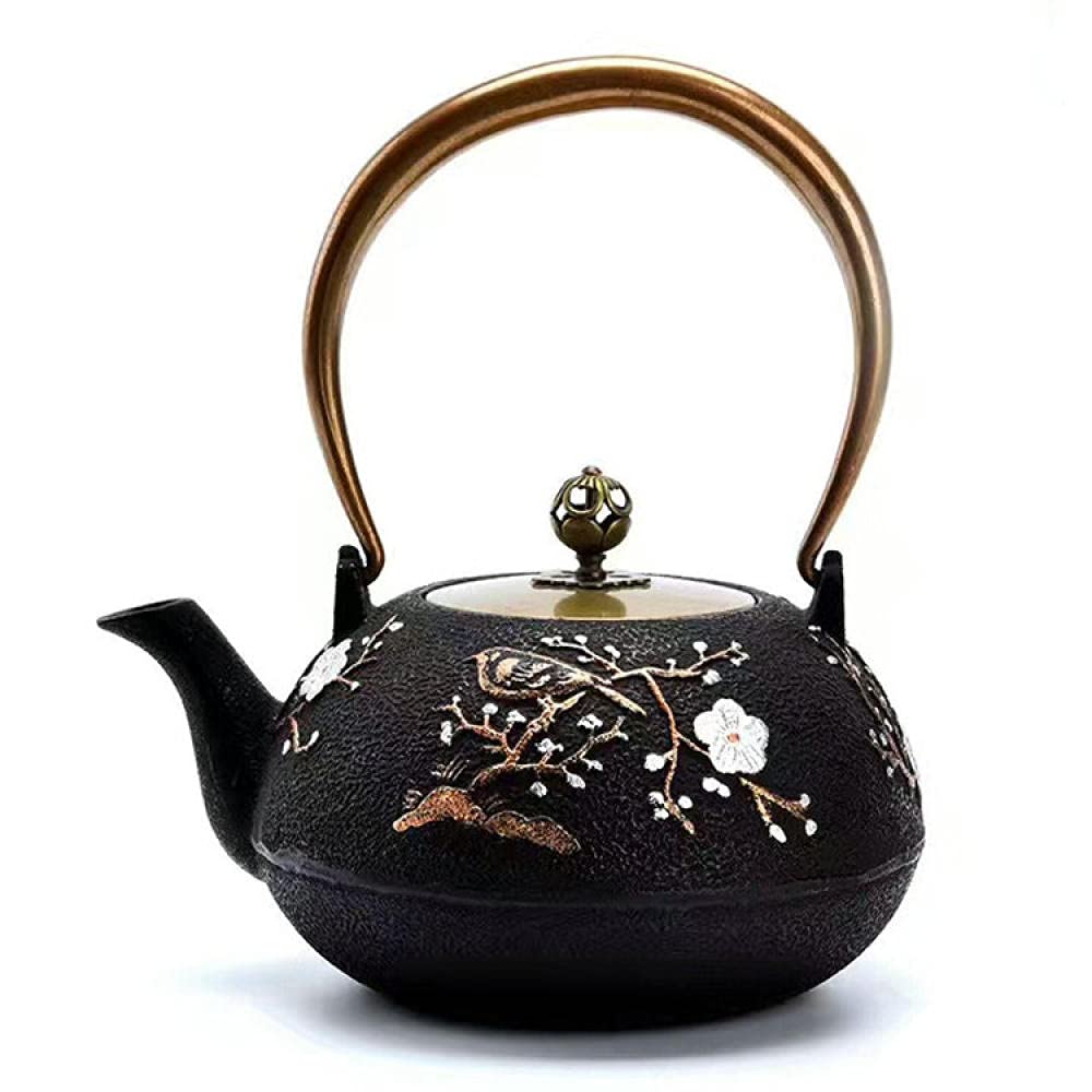 Japanese Cast Iron Teapot Set - Tetsubin Kettle with Stainless Steel Strainer, 1.3L Black - Perfect for Kungfu Tea Ceremony, Home Brewing & Gift Giving