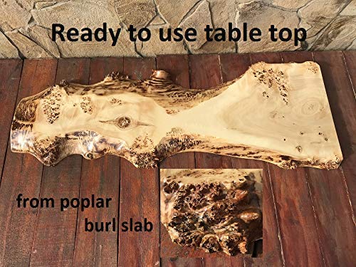Handcrafted Poplar Burl Live Edge Table Top - Natural Wood Slab for Dining Room, Kitchen Island, or Rustic Home Decor