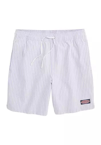 7 Seersucker Chappy Trunks for Men - Comfortable Swim Shorts with Elastic Waistband - Perfect for Beach, Pool, Vacation & Summer Outdoor Activities
