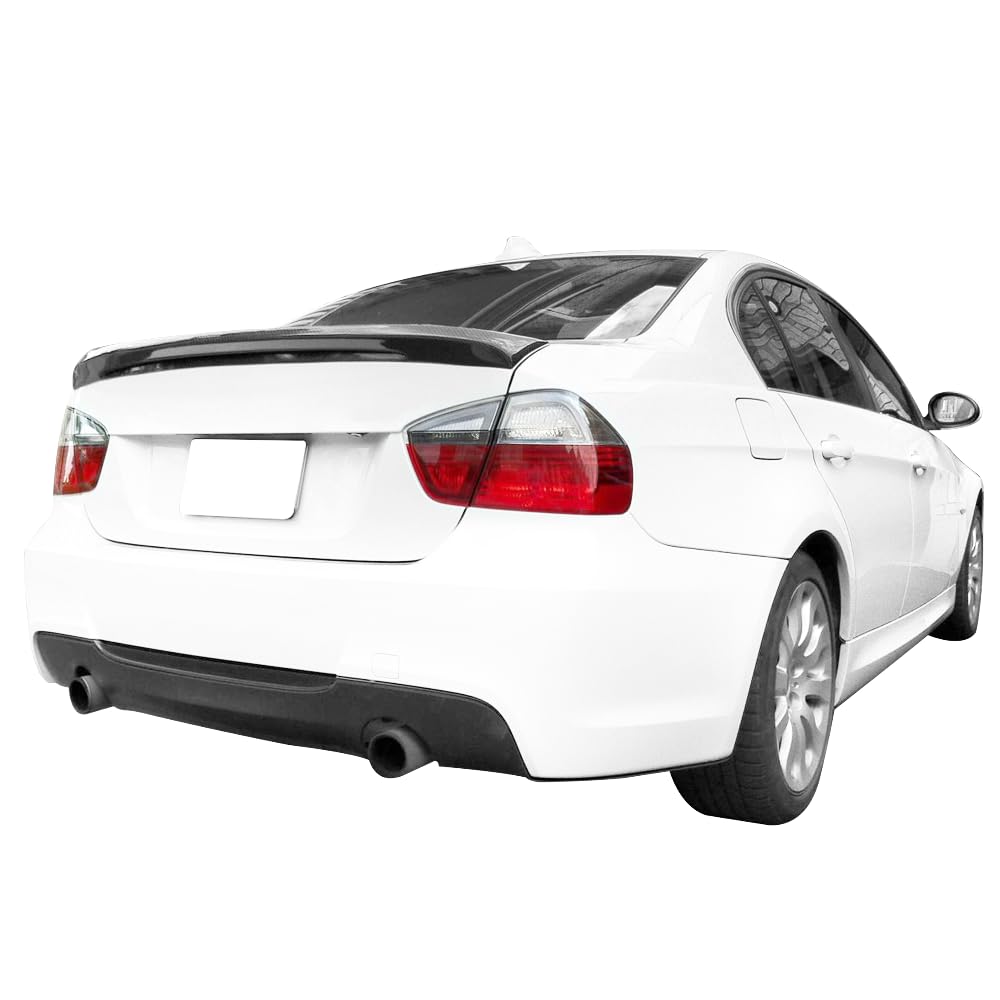 IKON MOTORSPORTS Carbon Fiber Trunk Spoiler for 2006-2011 BMW E90 3 Series Sedan | M-Tech M Sport AC Style Rear Wing | Perfect for Car Enthusiasts & Performance Upgrades