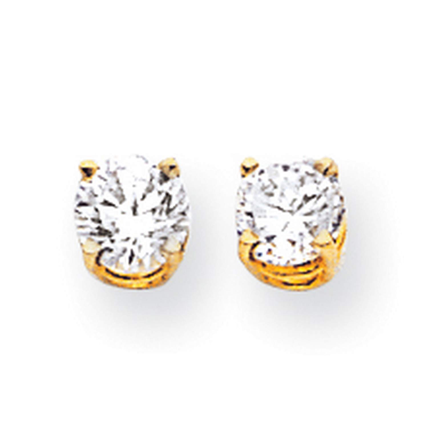 14K Yellow Gold 5mm Cubic Zirconia Stud Earrings - 5x5mm Sparkling Hoop Earrings for Women, Perfect for Weddings, Parties & Everyday Elegance