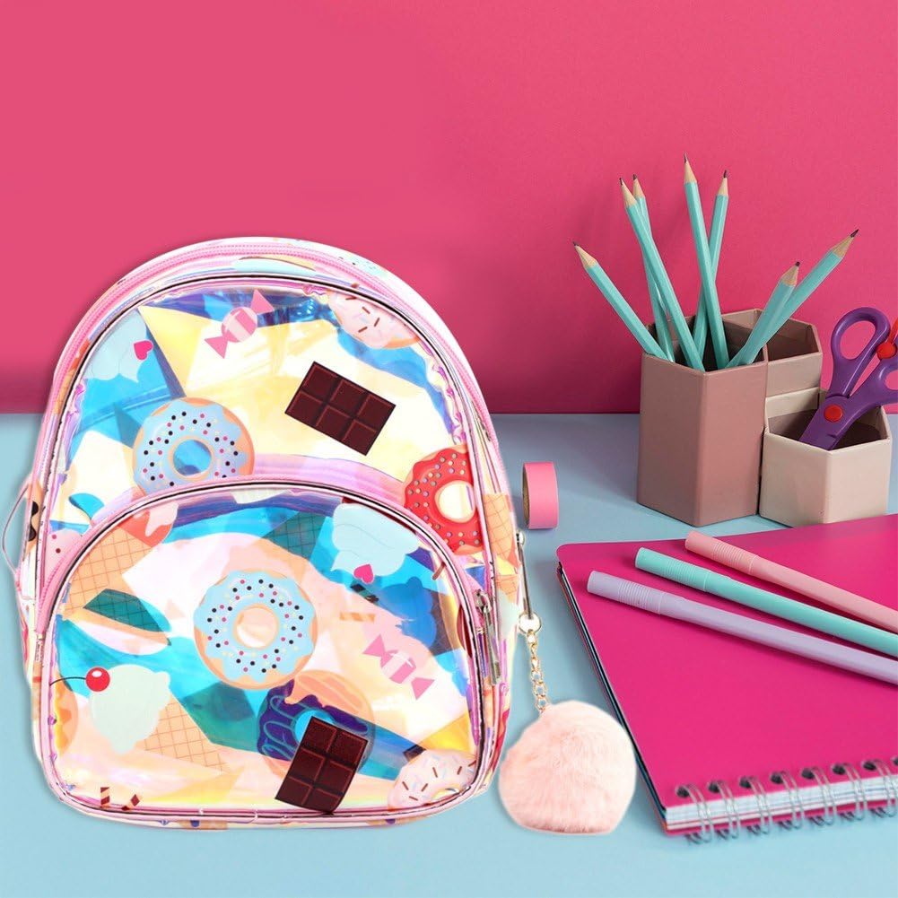 **Cute Donut Pattern Girls' Backpack - Waterproof PVC Kids School Bag for Girls, Lightweight & Durable, Perfect for School, Travel & Daily Use**