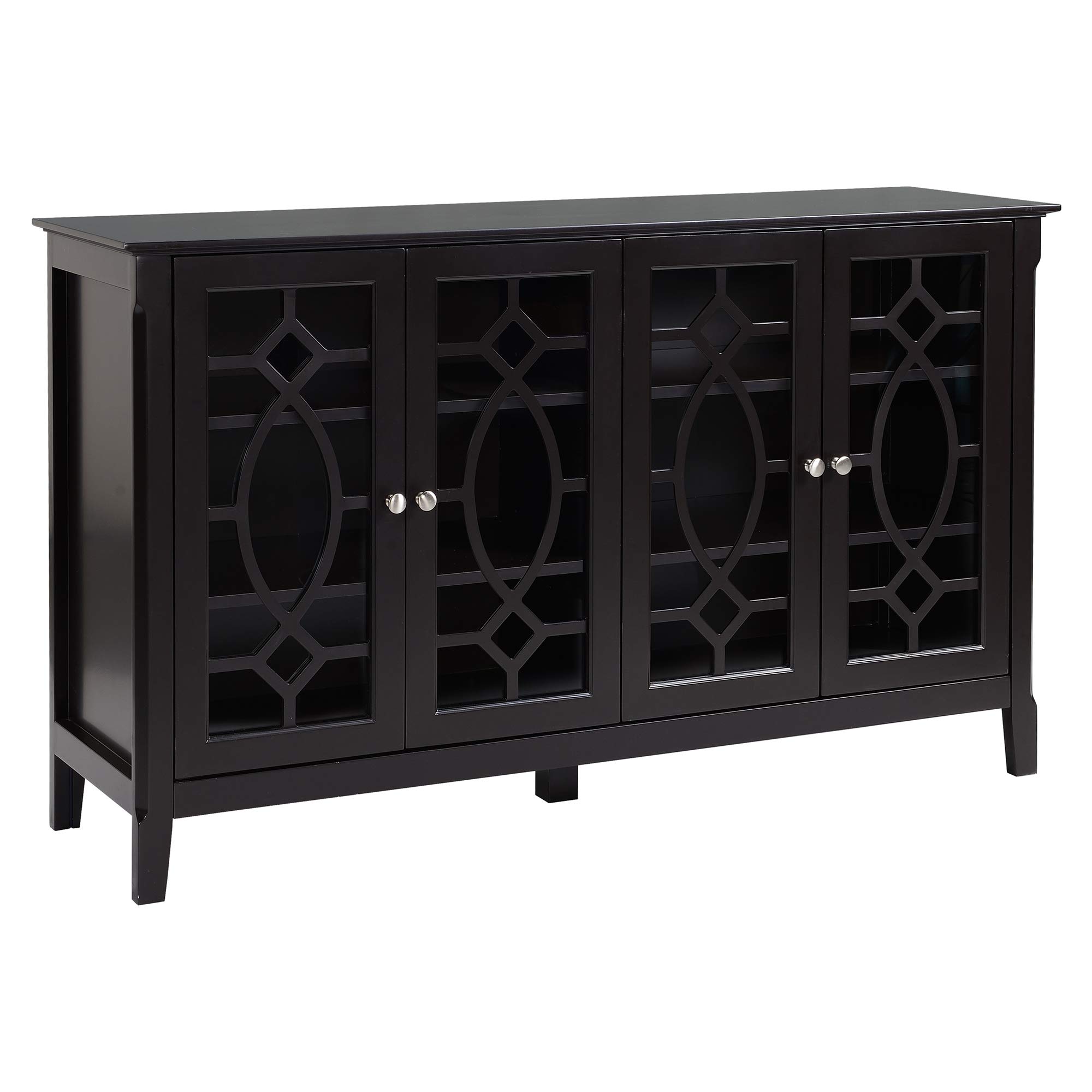 HOMCOM Sideboard Buffet Cabinet - Kitchen Storage Cabinet with Glass Doors & Adjustable Shelves, Espresso Finish - Perfect for Dining Room, Living Room, and Home Office Organization