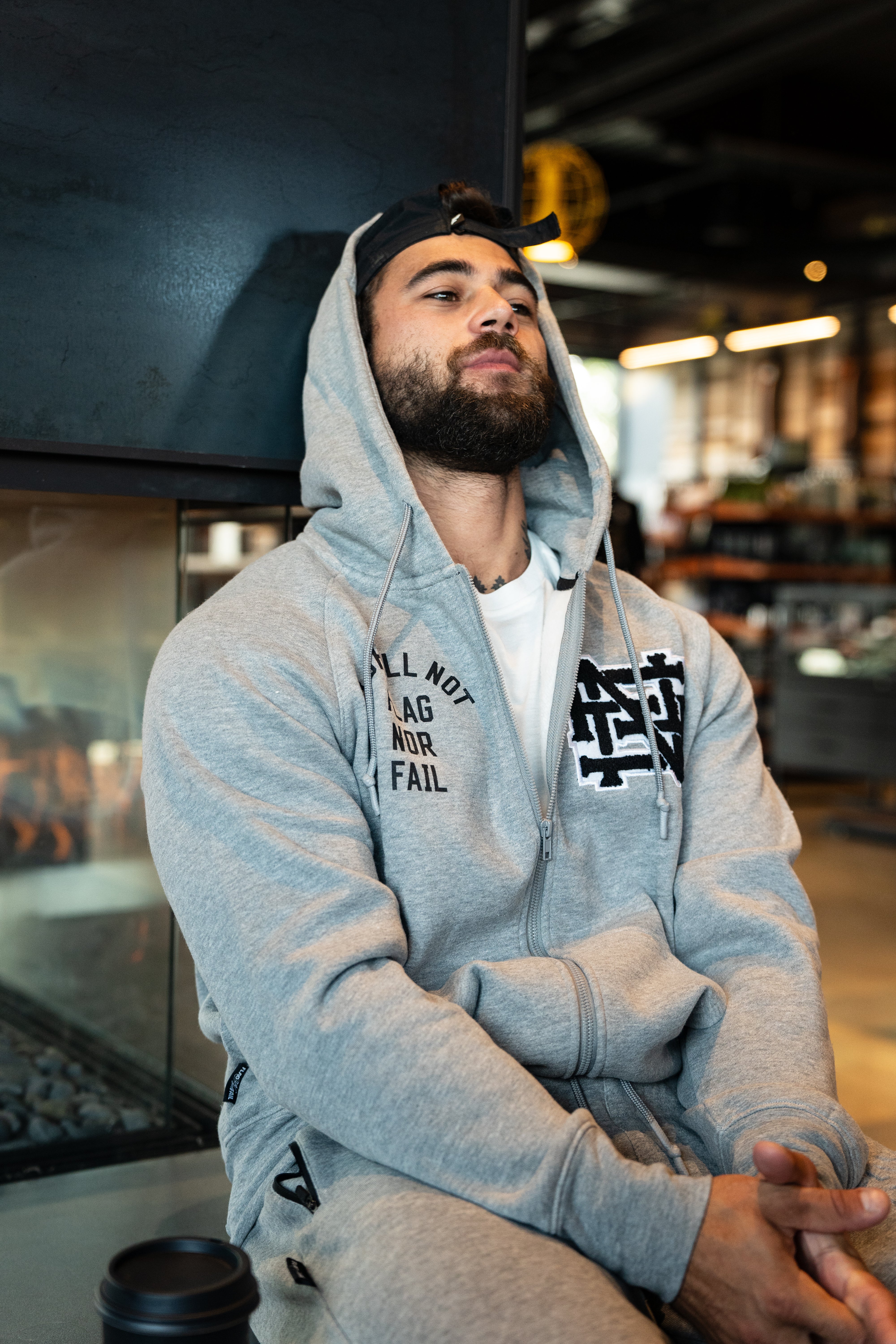 Varsity Patch Zip Up Hoodie - Grey | Stylish & Comfortable Pullover for Men & Women | Perfect for Casual Wear, Sports & Outdoor Activities