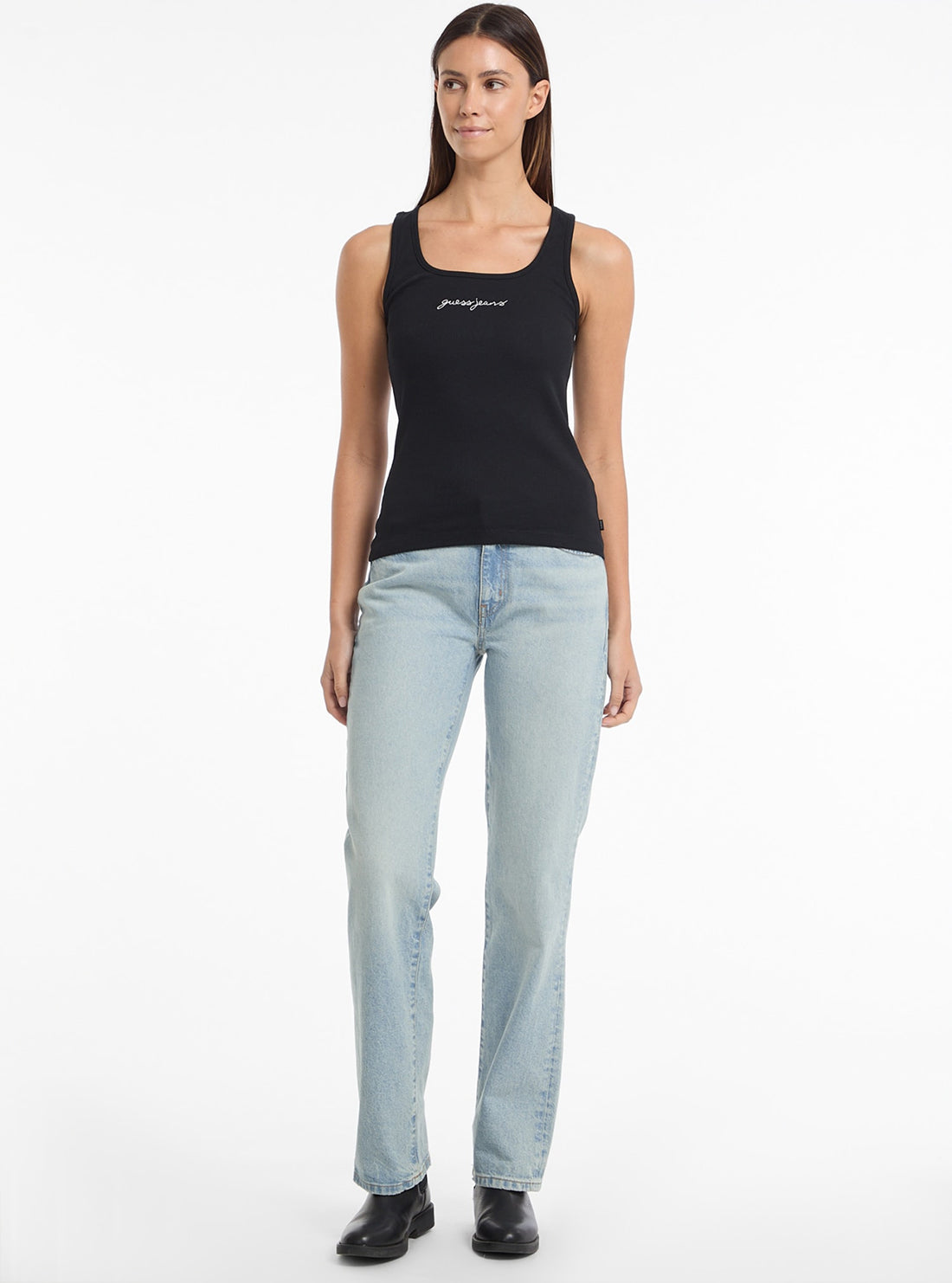 Guess G08 Mid Rise Straight Jeans for Women - Classic Blue Denim Pants | Perfect for Casual Wear, Office & Everyday Outfits