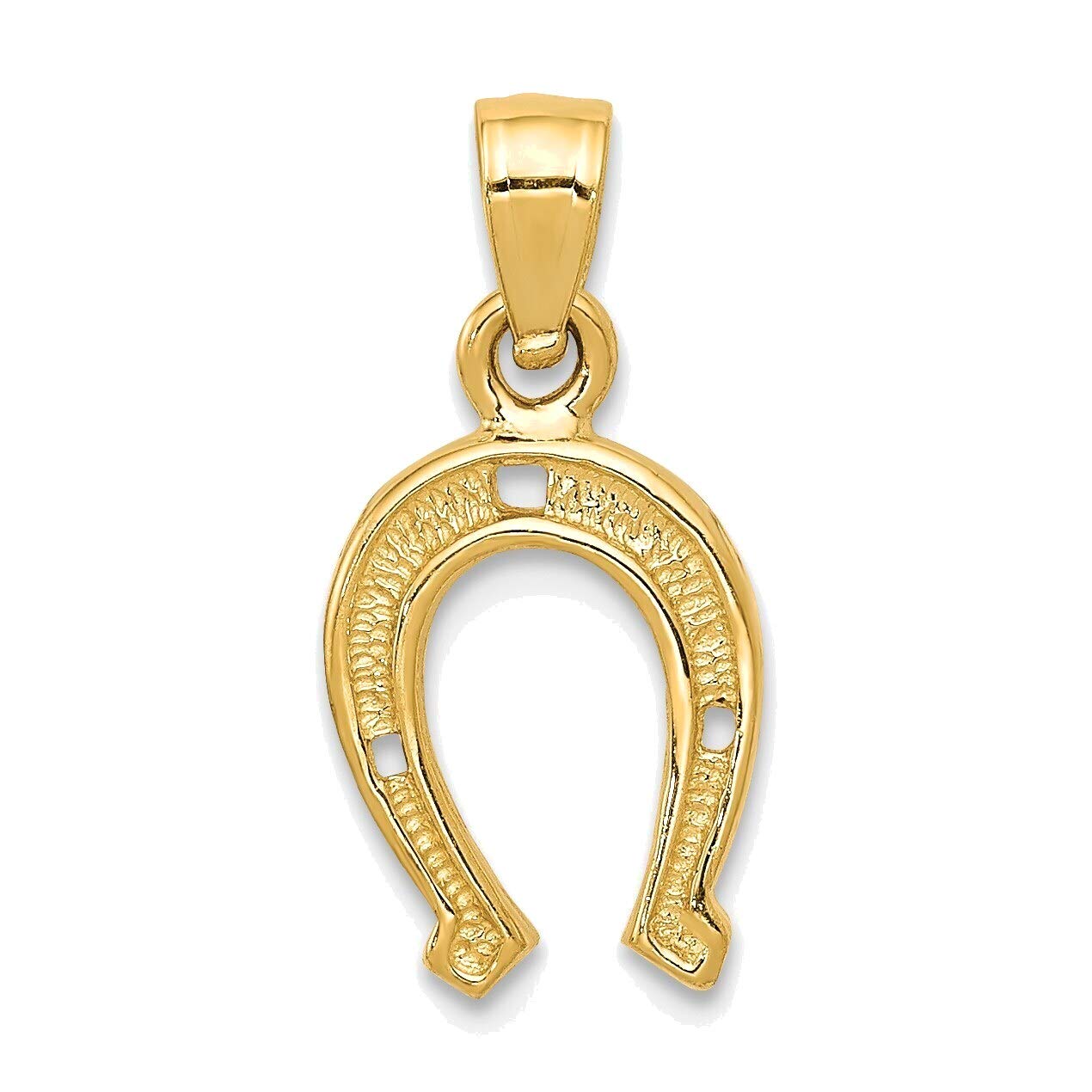 14K Yellow Gold Horseshoe Pendant - Lucky Charm Jewelry for Everyday Wear