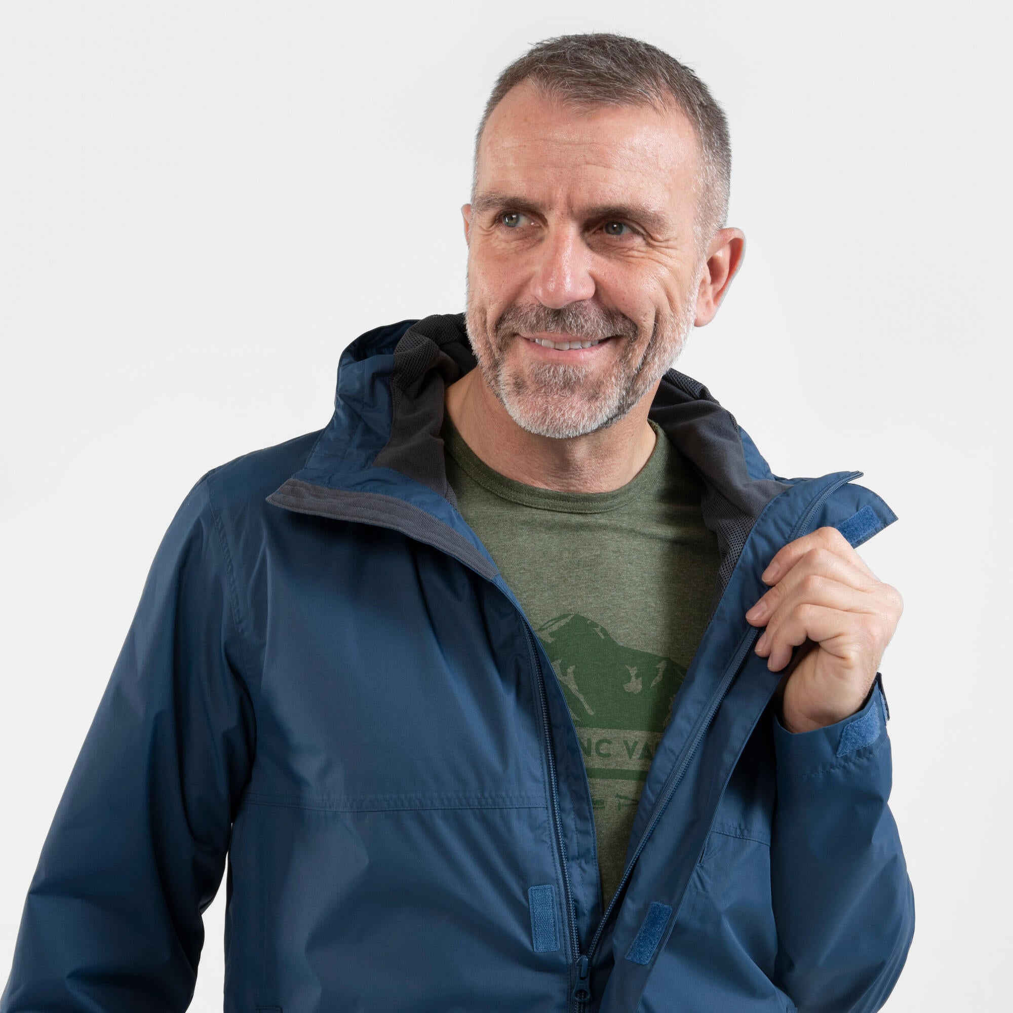 Quechua NH500 Waterproof Rain Jacket for Men - Lightweight & Breathable Outdoor Jacket for Hiking, Camping & Travel