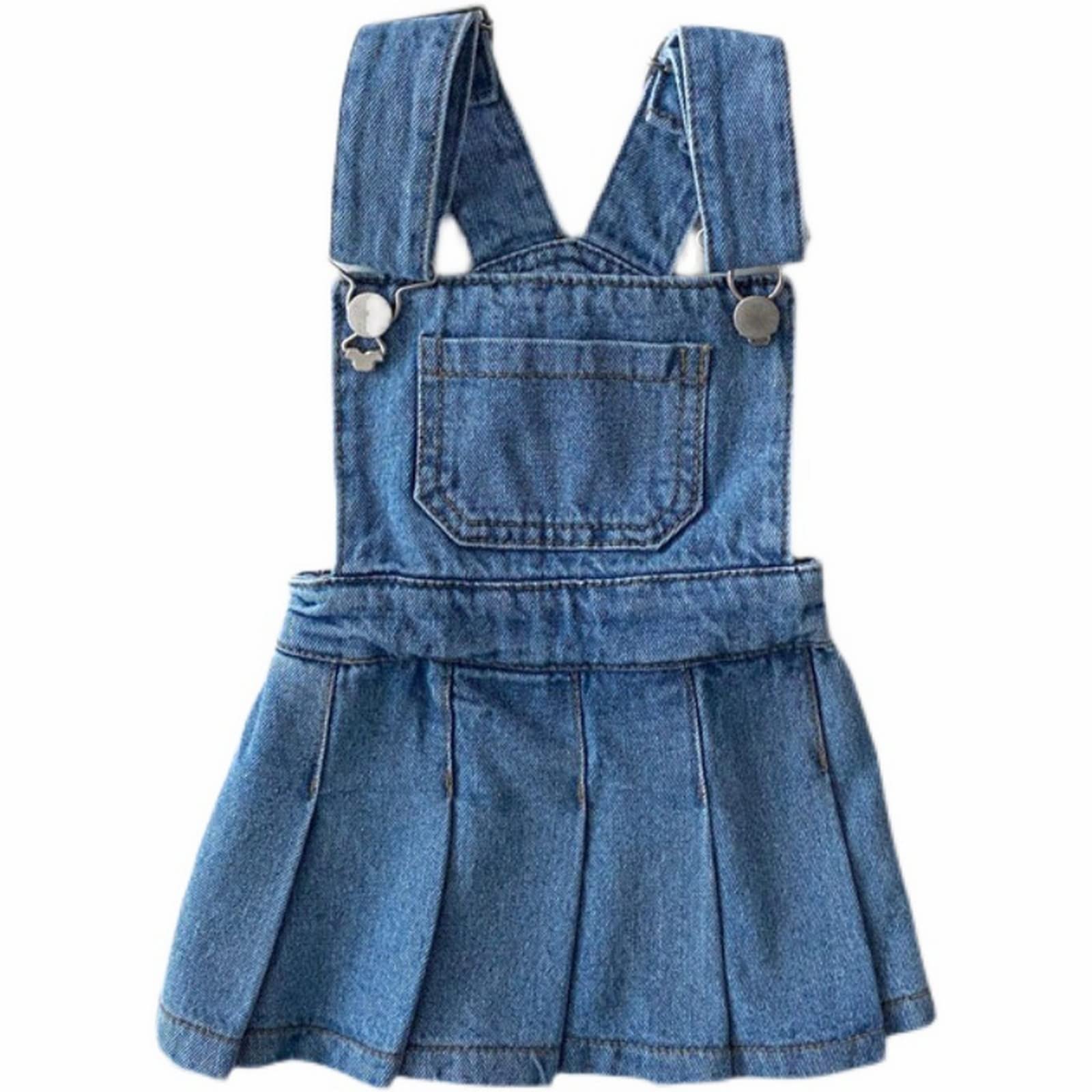 Girls Denim Overalls & Pleated Dress Set - Summer Toddler Outfit for 6 Months to 6 Years | Playtime, Birthday & Casual Wear