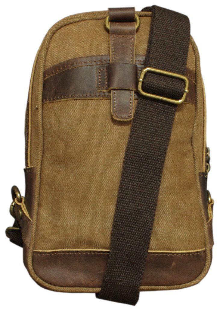 Rustic City Leather & Canvas Crossbody Chest Pack Messenger Bag - Stylish & Durable for Travel, Hiking, and Everyday Use