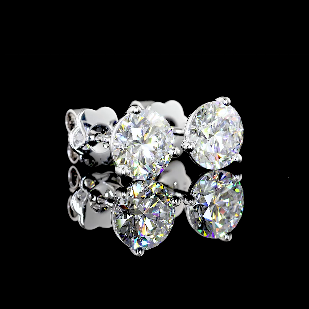 2.52 Carat Lab Grown Round D VVS2 Diamond Stud Earrings in 14K White Gold - Perfect for Weddings, Anniversaries & Special Occasions