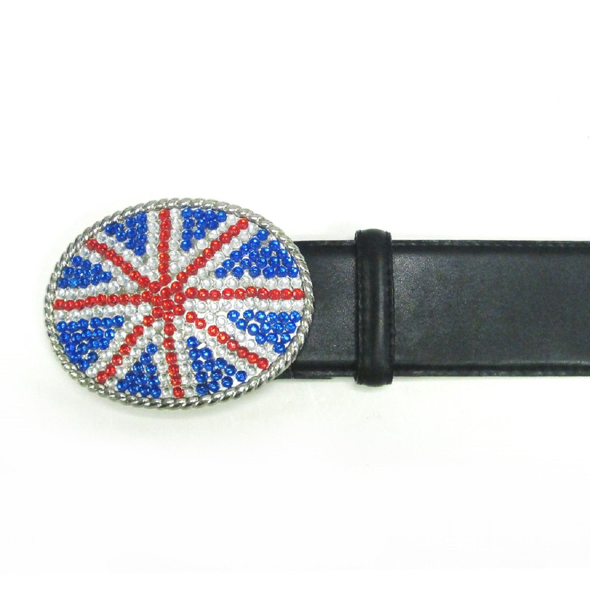British Flag Rhinestone Embellished Buckle Women's Fashion Belt - Stylish Accessory for Casual Outfits, Parties & UK Theme Events