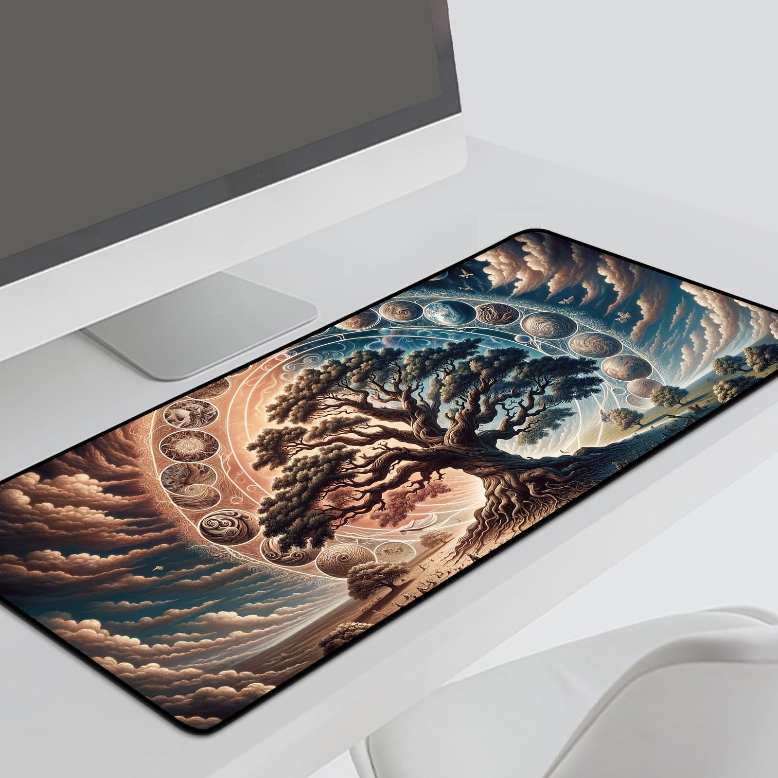 Large Gaming Mouse Pad 31.4x11.8 Inches - Extended Desk Mousepad with Tree of Life Design for PC, Laptop & Office Use - Perfect for Work, Gaming & Home Office Setup