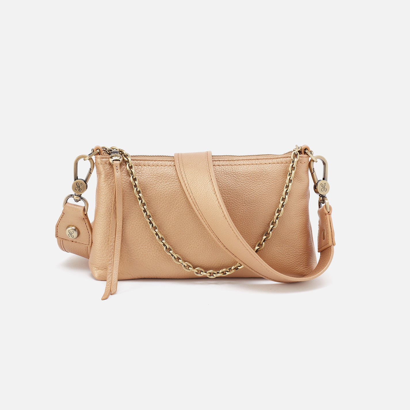 Darcy Crossbody Handbag in Pebbled Metallic Leather - Dusty Gold Women's Fashion Purse for Everyday Use, Work & Evening Out