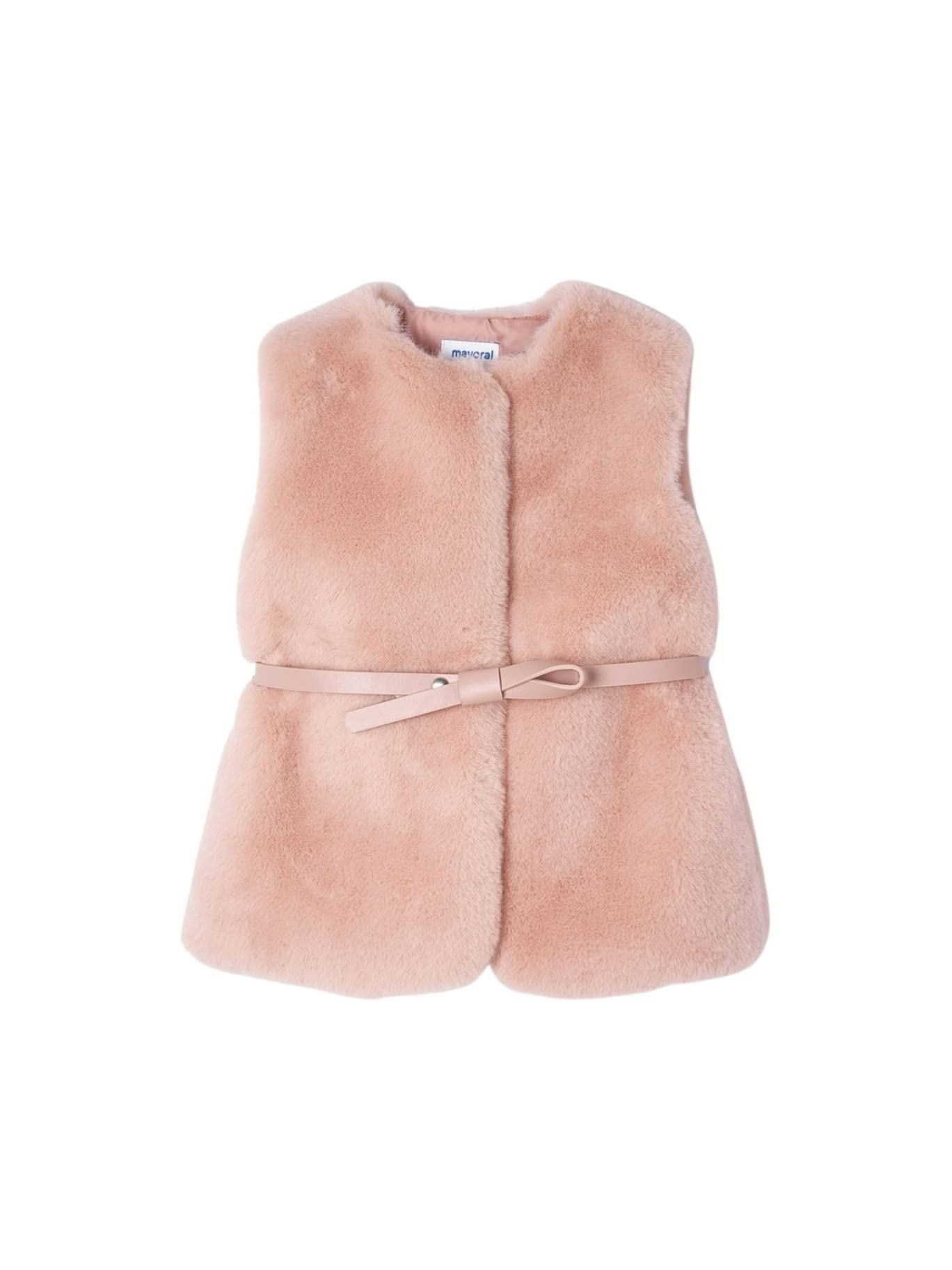 Mayoral Girls' Faux Fur Vest - Soft & Warm Winter Coat for Kids, Size 4312 in Rose Pink | Perfect for School, Outdoor Play & Holiday Photos