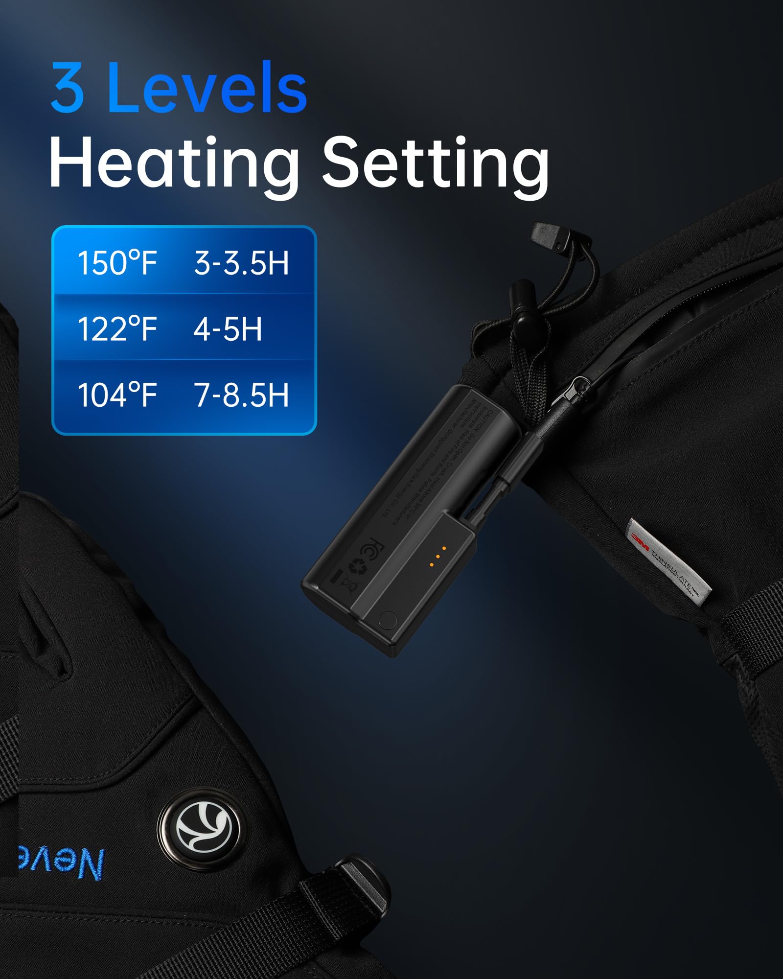 Rechargeable Li-ion Batteries for Heated Gloves & Mittens - Keep Hands Warm in Winter Outdoor Activities, Skiing, Snowboarding, and Hiking