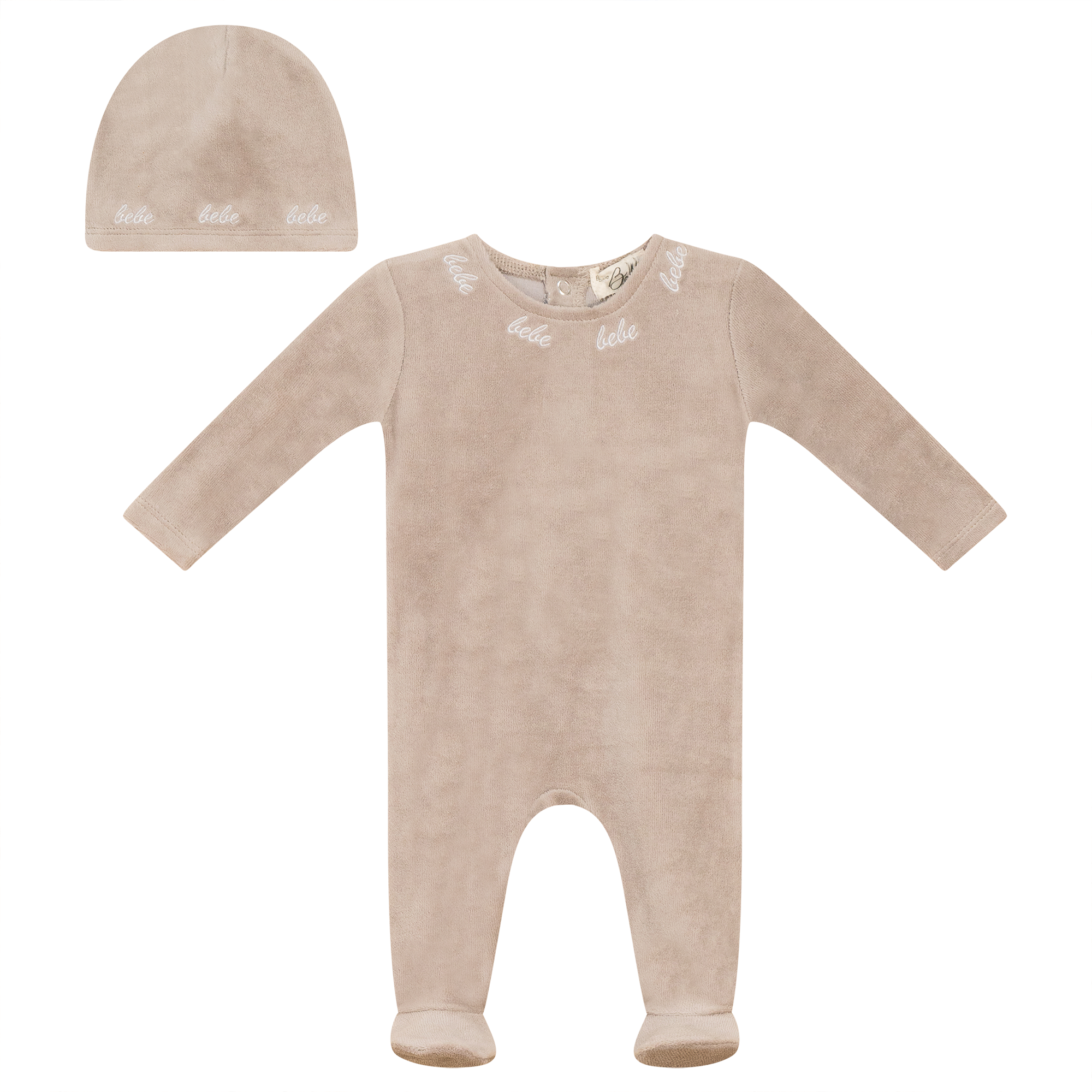 Baby Embroidered Velour Onesie with Hat - Soft & Cozy Outfit for Newborns & Infants - Perfect for Photo Shoots, Gifts & Everyday Wear