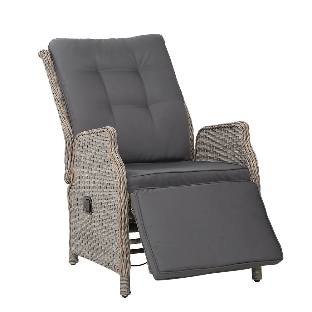 Elara Outdoor Recliner Patio Chair - Grey - Adjustable Lounge Chair for Backyard, Poolside & Garden Relaxation - Weather-Resistant & Comfortable