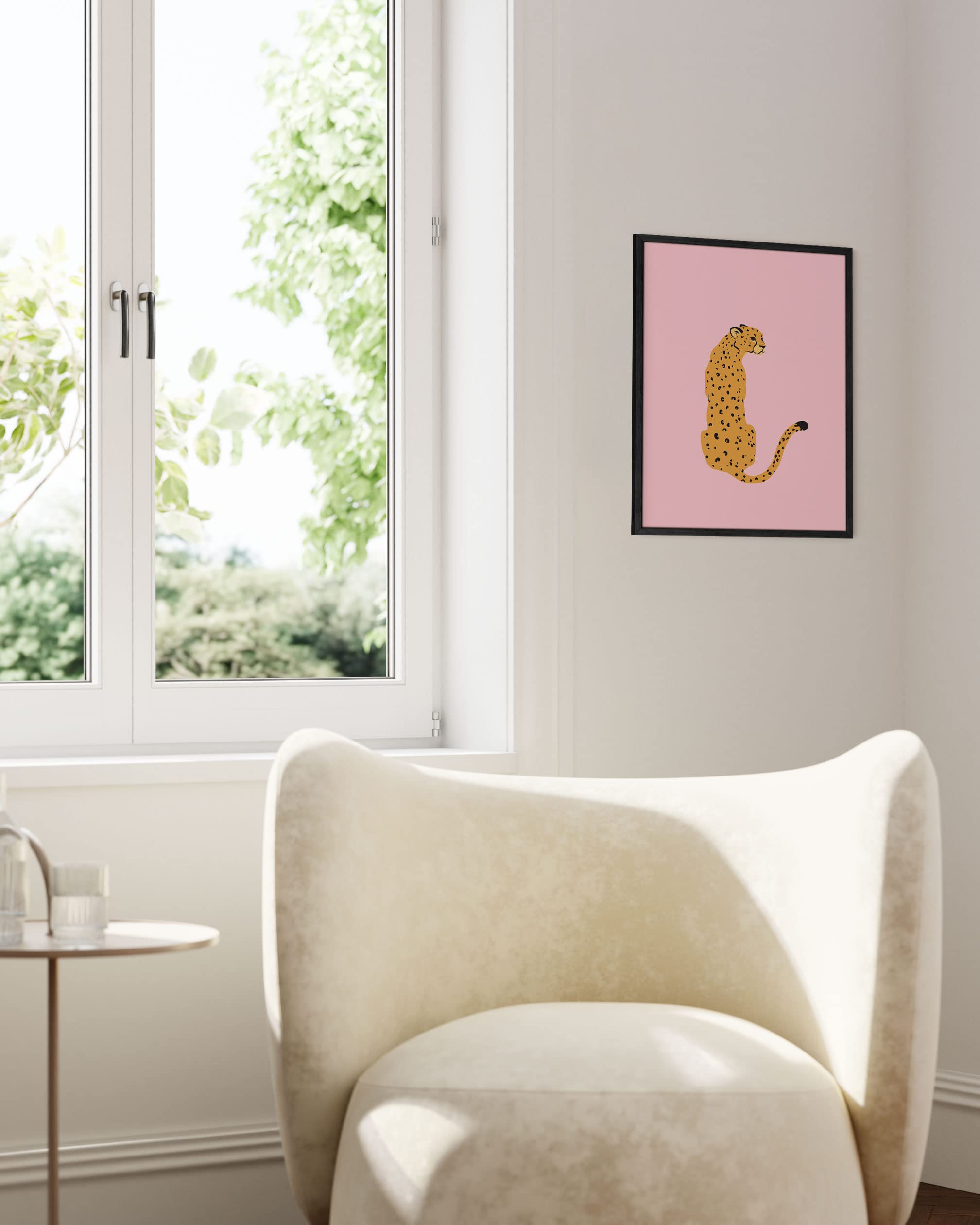 HAUS AND HUES Pink Cheetah Print Wall Art Poster - 16x20 Inches Unframed Cheetah Decor for Bedroom, Living Room & Office Aesthetic | Blush Pink Animal Print Wall Decor for Girls Room & Home Decor