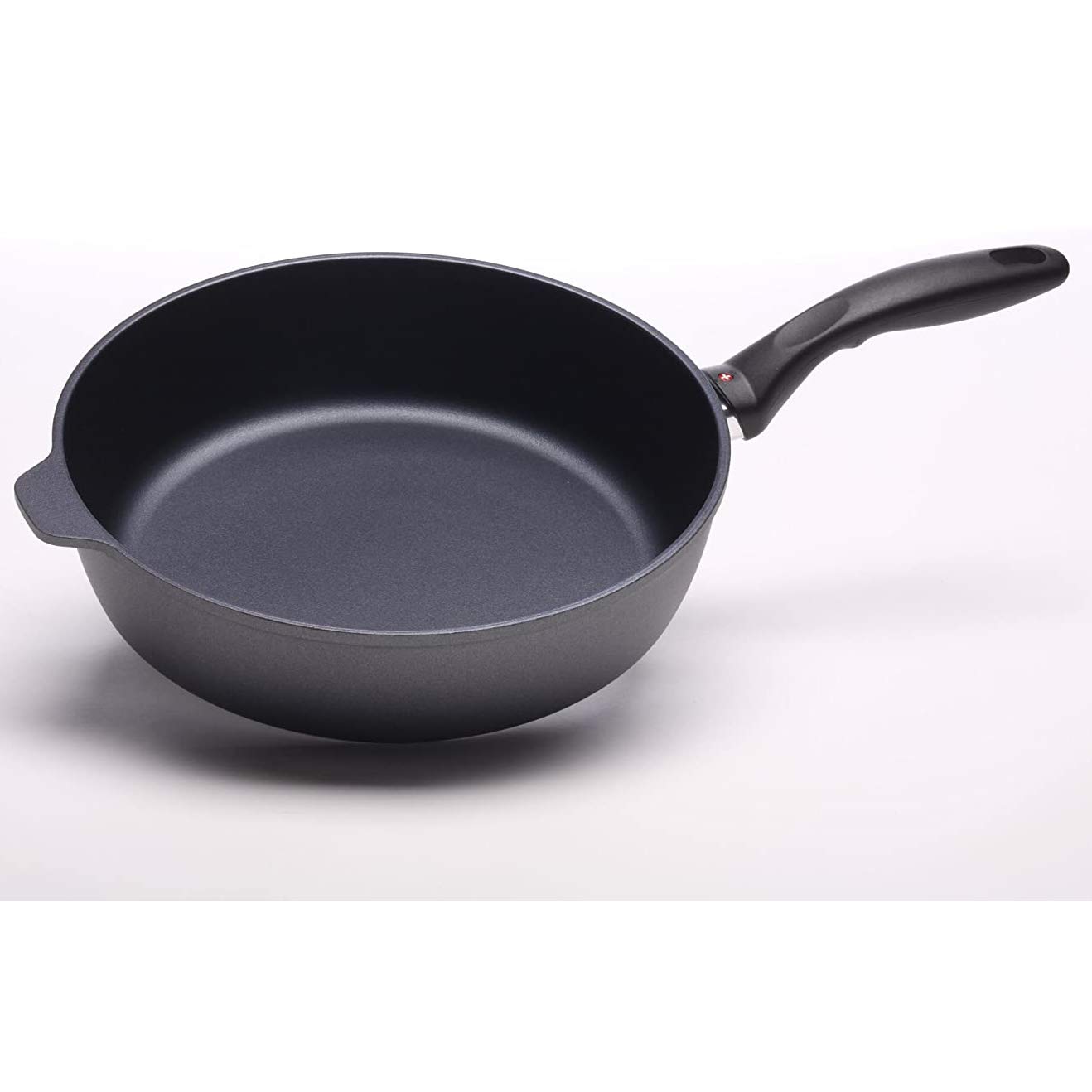 Premium Swiss Diamond Nonstick Saute Pan with Lid - 11 Inch 4.3QT Diamond Coated Aluminum Deep Fry Pan - Stainless Steel Handle - Oven & Dishwasher Safe to 500°F - Perfect for Searing, Stir-Frying & Sauteing Vegetables, Meats & More