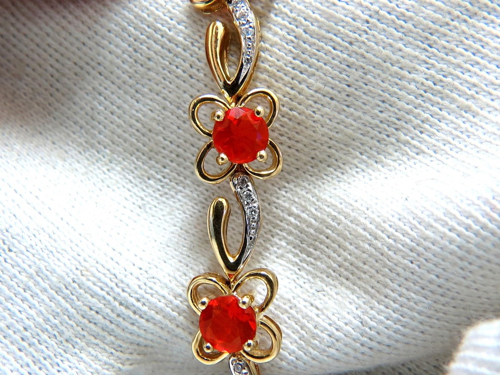 5.36ct Natural Mexican Opal Diamond Bracelet - 14K Gold Clover Design for Women, Elegant Jewelry Gift for Birthday, Anniversary & Special Occasions