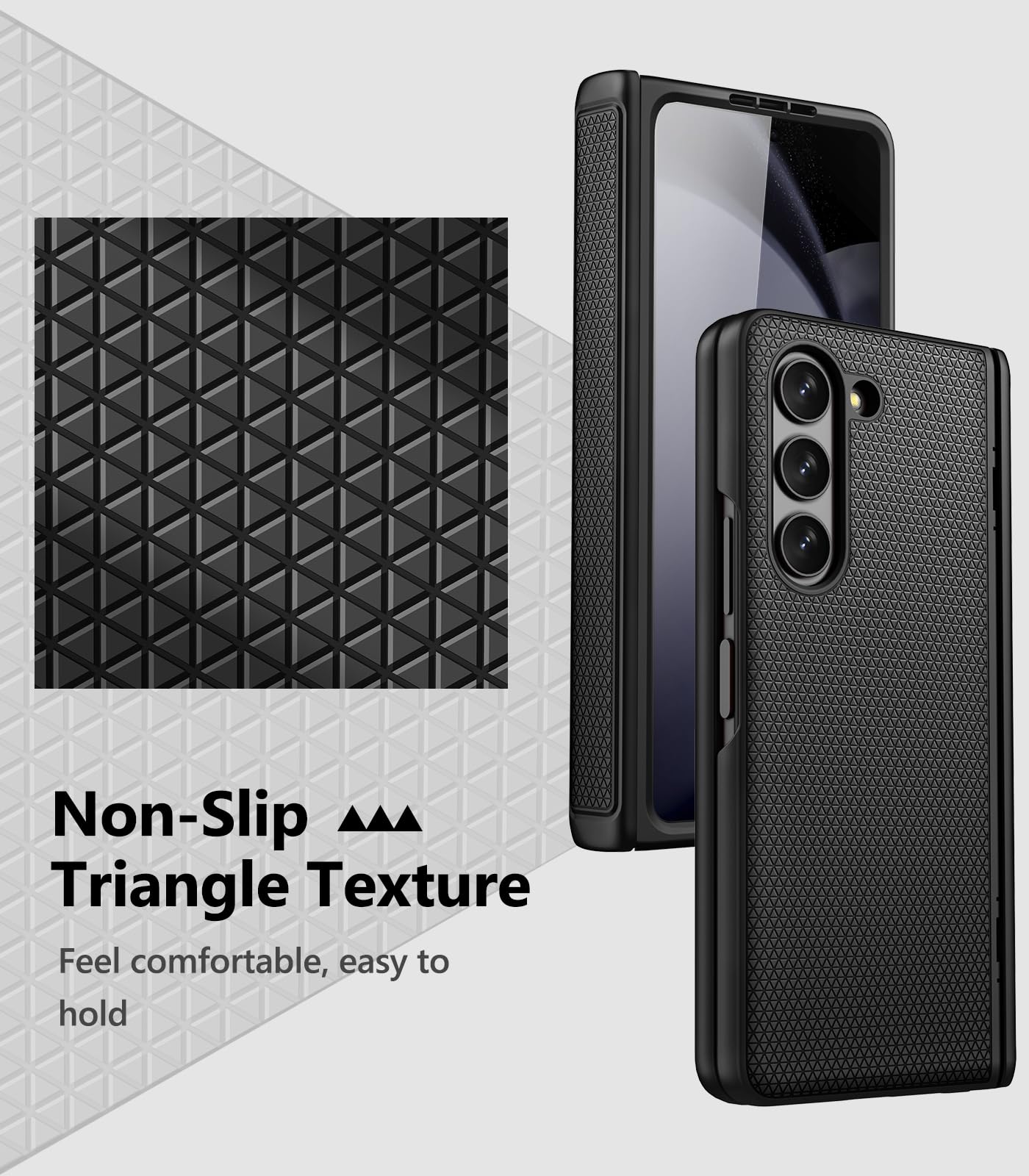 Samsung Galaxy Z Fold 5 Case with Screen Protector & Hinge Protection - Slim Fit Shockproof Lightweight Durable Hard PC Cover for Galaxy Z Fold 5 5G (2023) - Perfect for Work, Travel & Everyday Use - Black