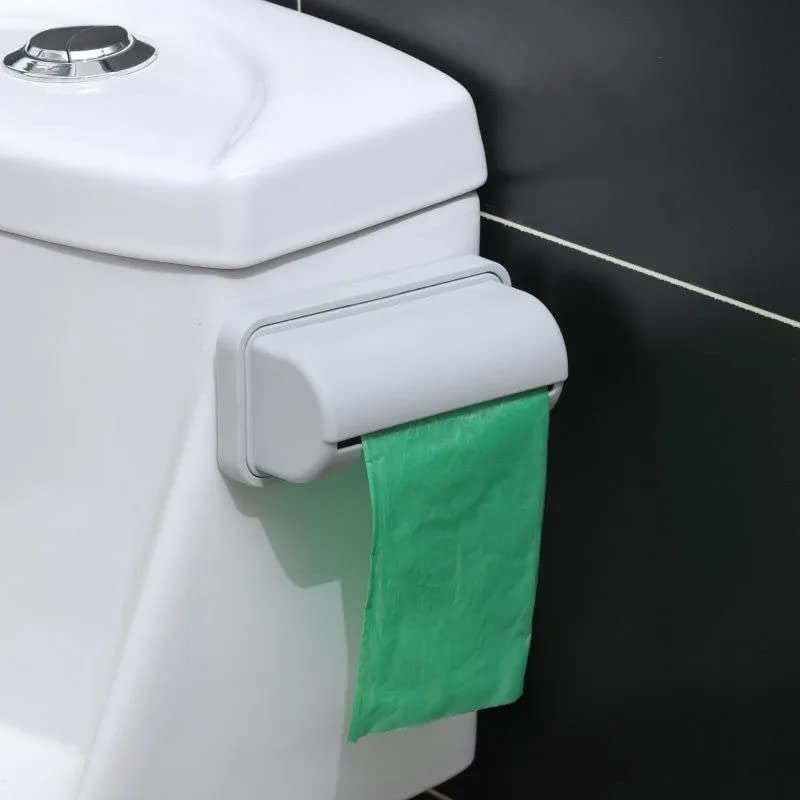 Fineliner Bag Dispenser with Adhesive - White Trash Can Bag Holder for Bottom of Can | Convenient Waste Bag Storage for Kitchen, Bathroom & Office Use