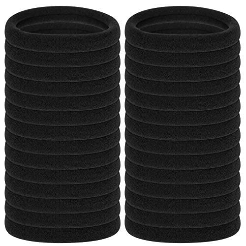 Nyamah 20-Pack No Damage Elastic Hair Ties for Women & Girls - Thick Nylon Ponytail Holders, No Crease Stretch Hair Bands - Perfect for Workouts, Office, School & Everyday Use (Black)