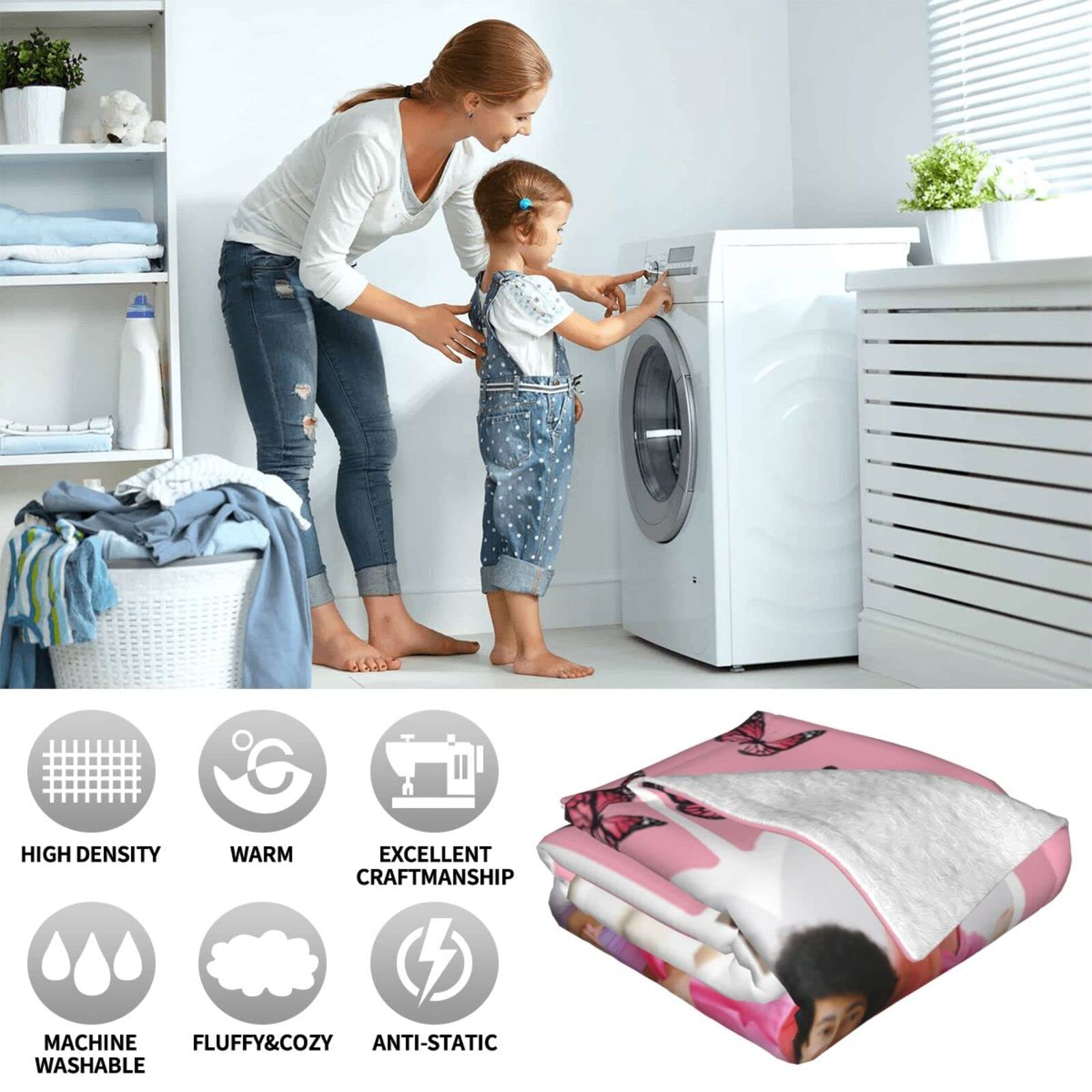 Custom Photo Collage Throw Blanket for Girls - Personalized Pink Butterfly Blanket with Your Words & Pictures - Soft Fleece Gift for Birthdays, Baby Showers & Cozy Home Decor