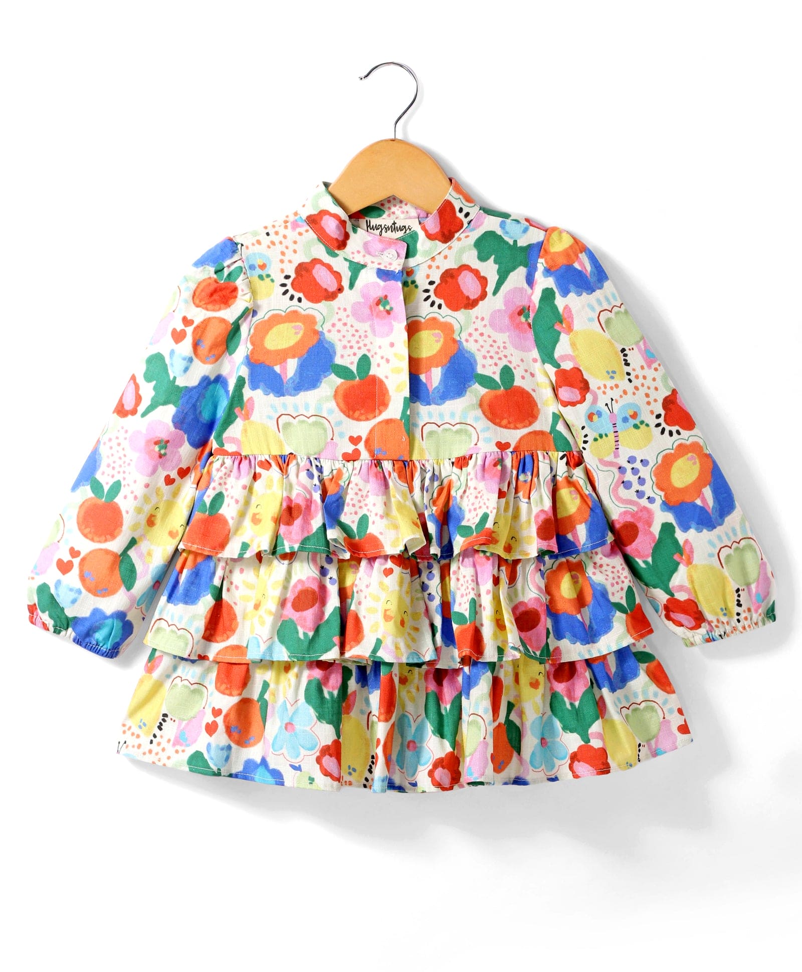 Pre Order: Stylish Floral Print Full Sleeves Blouse with Frill Details - Multi Color Women's Fashion Top for Casual Wear, Parties & Office Outfits