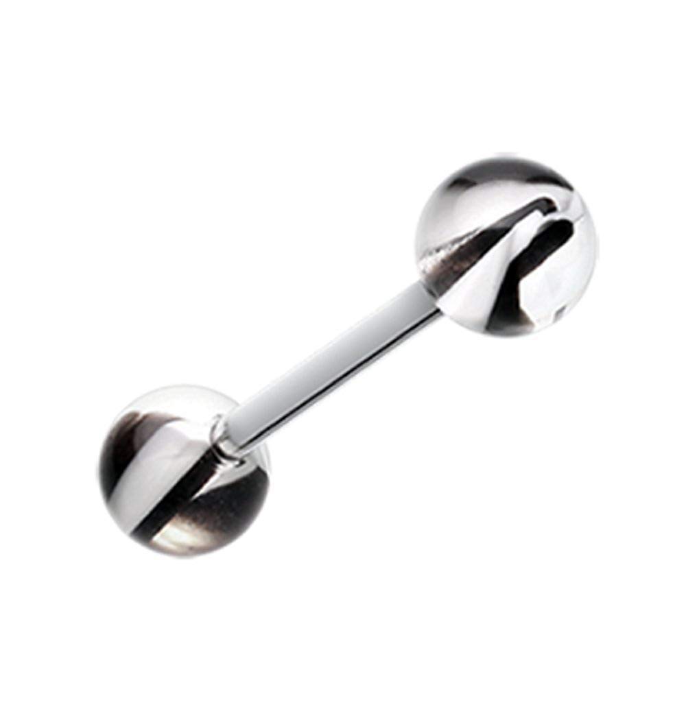 Marble Lace Acrylic Barbell Tongue Ring - Stylish Body Jewelry for Parties