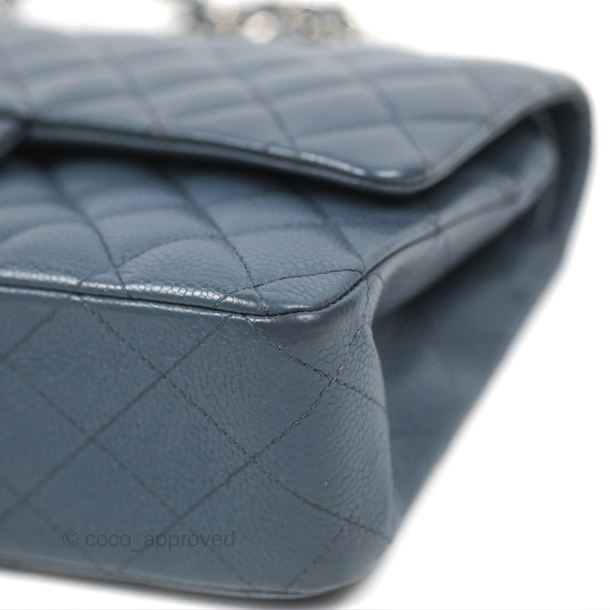 Chanel Classic Double Flap Quilted Medium/Large Handbag in Blue Caviar Leather with Silver Hardware - Perfect for Work, Evening Events & Luxury Fashion Accessories